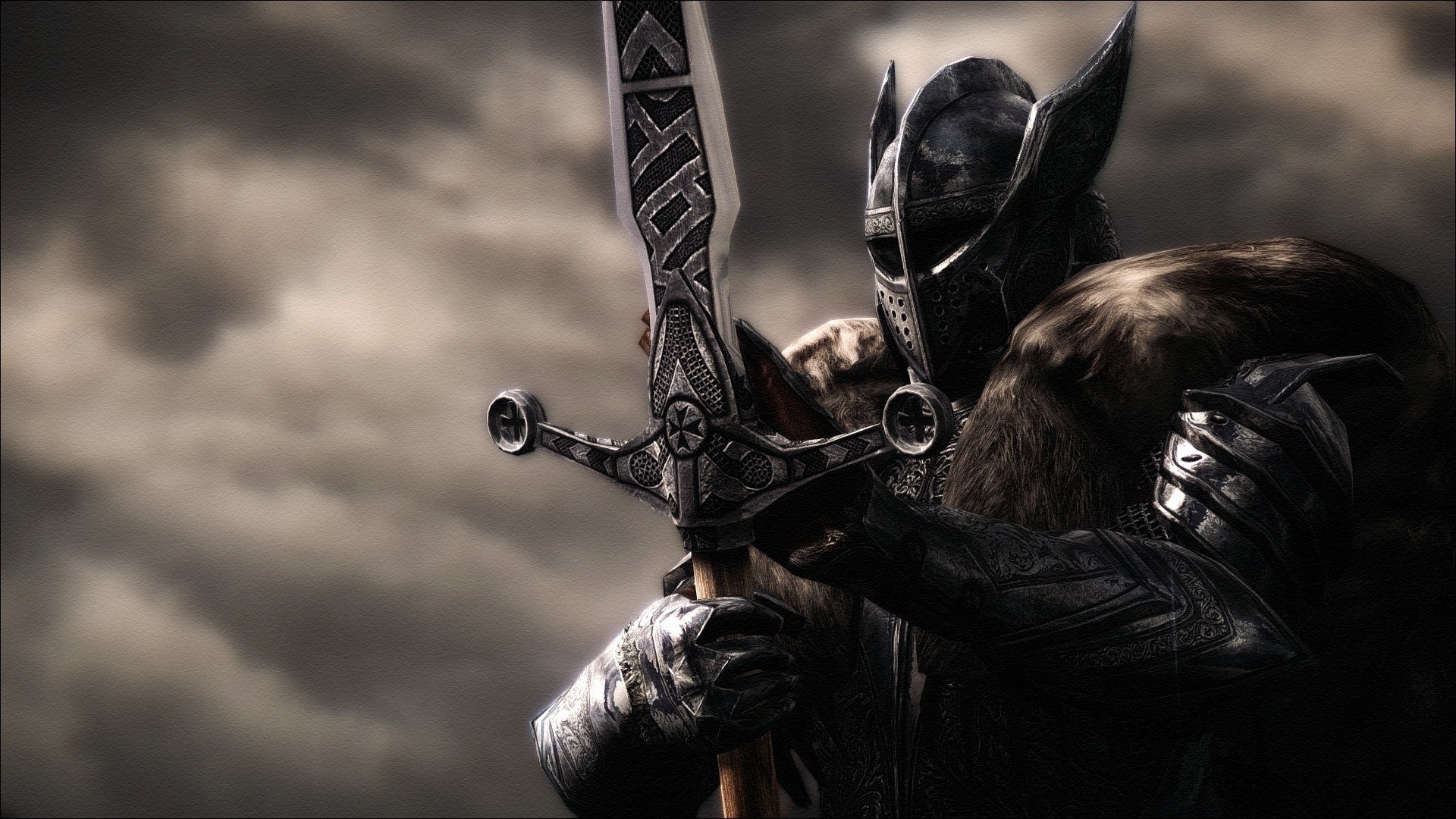 General 1920x1080 knight warrior armor sword helmet The Elder Scrolls V: Skyrim PC gaming video games video game art fantasy armor weapon
