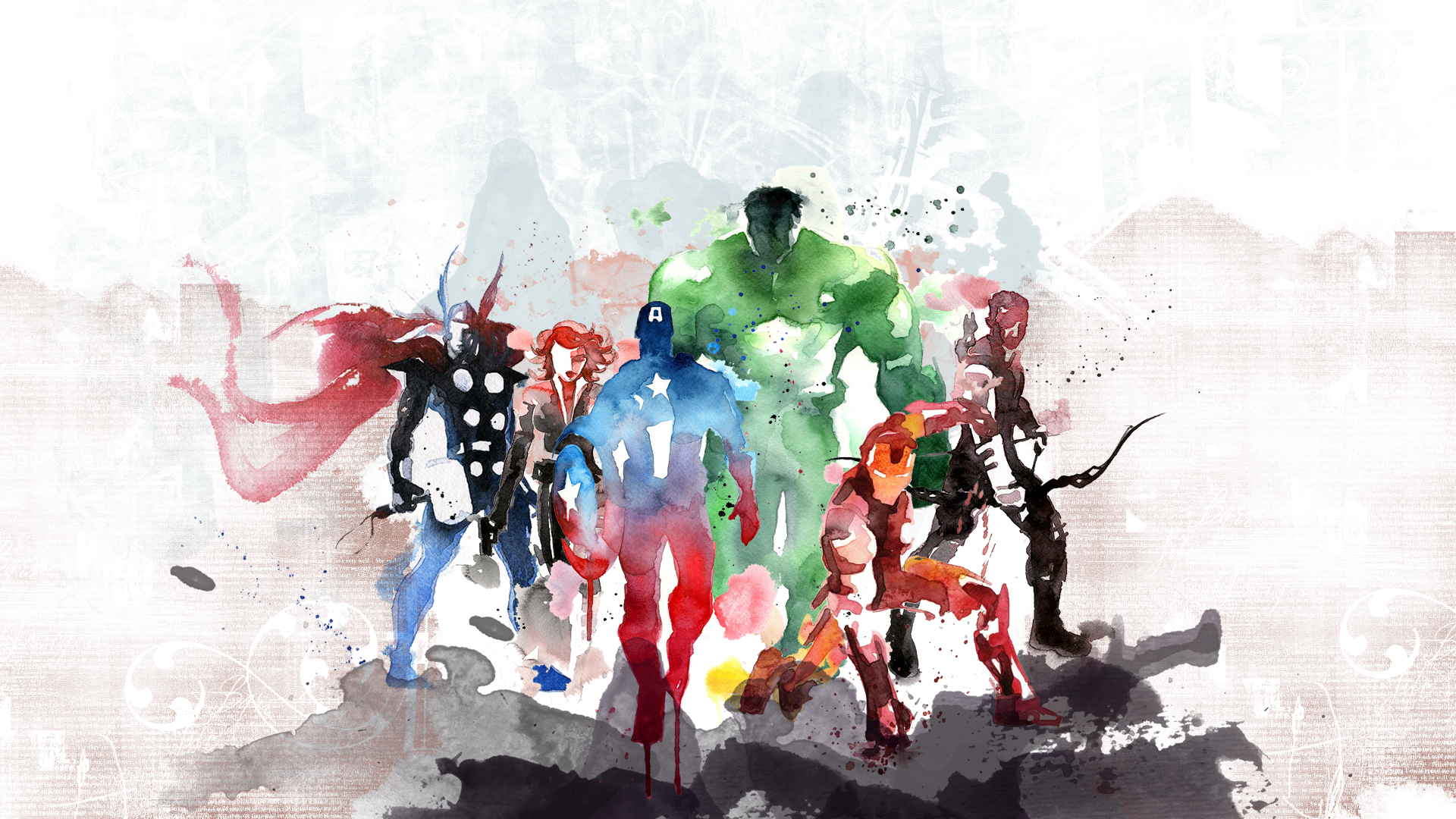 General 1920x1080 The Avengers Iron Man Captain America Thor Hulk Black Widow Hawkeye artwork superhero