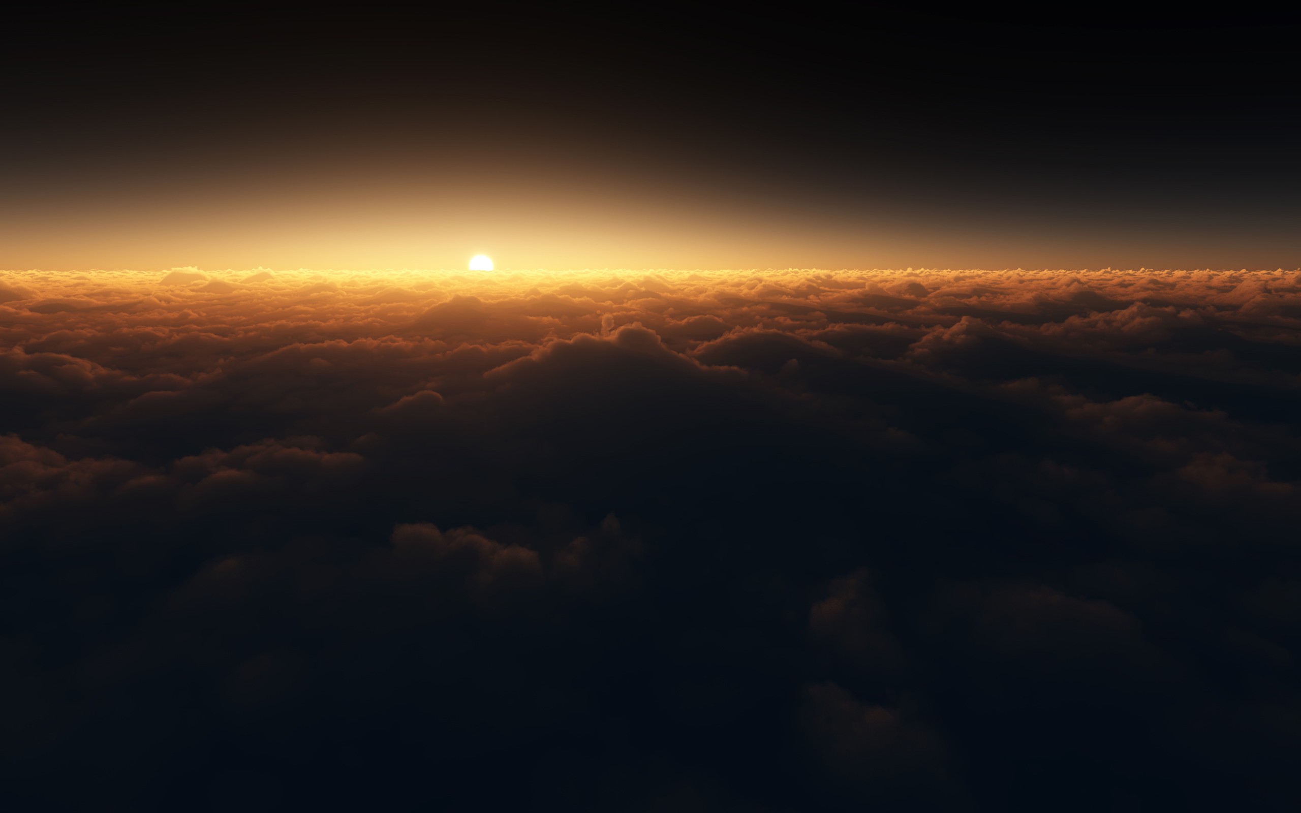 General 2560x1600 sky clouds landscape nature sunlight Sun horizon dark