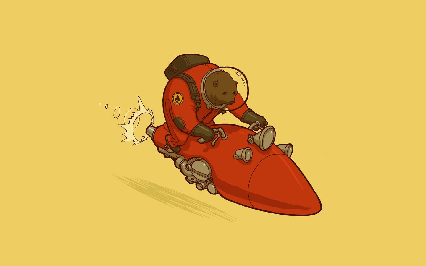 General 1440x900 bears rocket red yellow cartoon science fiction spades humor yellow background simple background