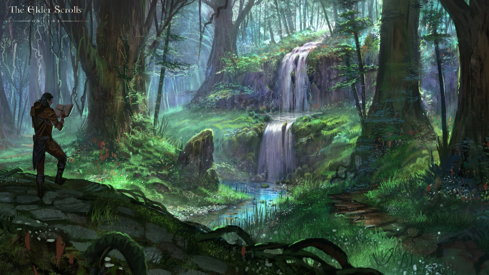 General 1920x1080 The Elder Scrolls Online artwork waterfall forest video games fantasy art PC gaming