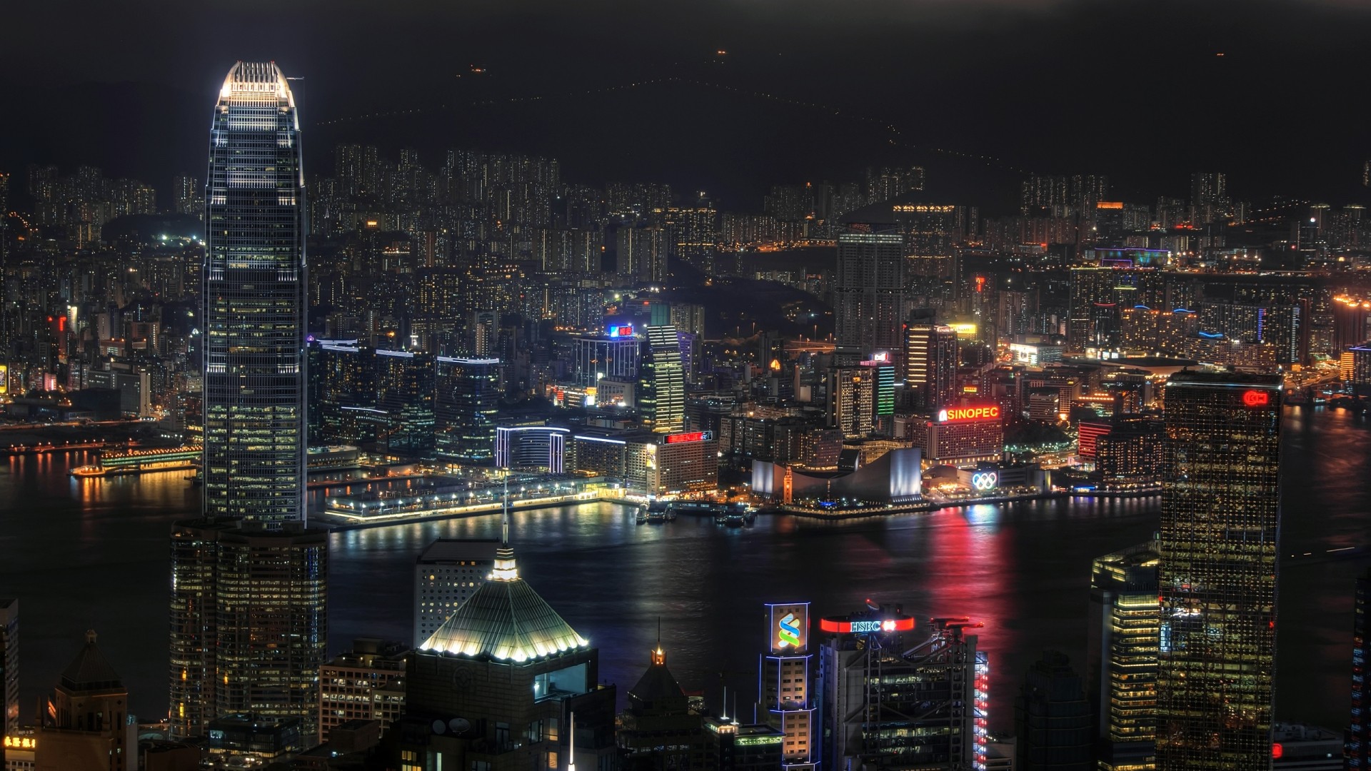 General 1920x1080 Hong Kong city cityscape night Asia city lights Victoria Harbour