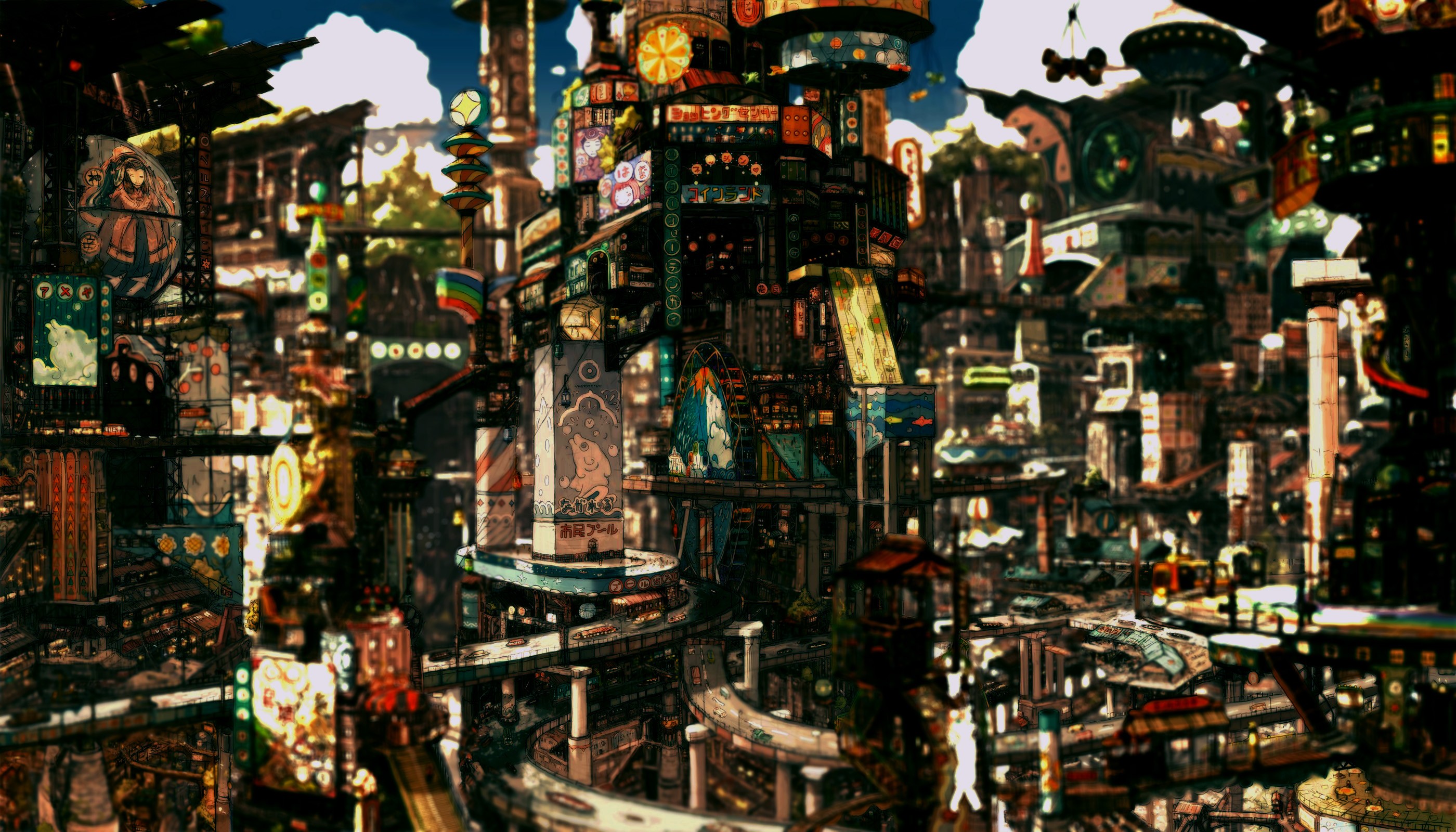 General 2800x1600 Imperial Boy anime cityscape digital art fantasy city artwork
