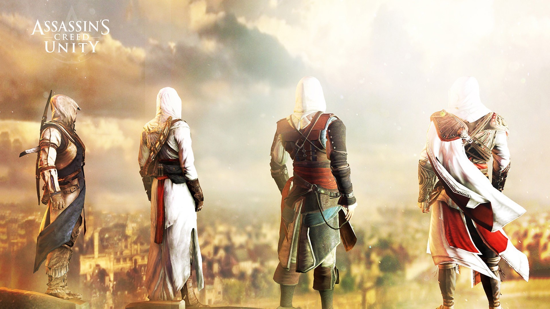 General 1920x1080 video games Assassin's Creed Altaïr Ibn-La'Ahad Ezio Auditore da Firenze PC gaming Assassin's Creed: Unity video game art