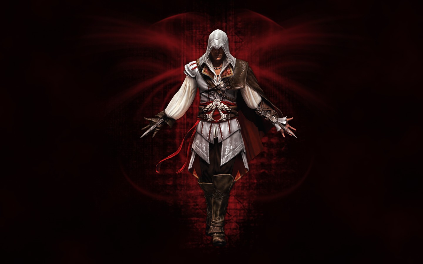 General 1440x900 Assassin's Creed II Ezio Auditore da Firenze video games PC gaming red background video game art standing video game man