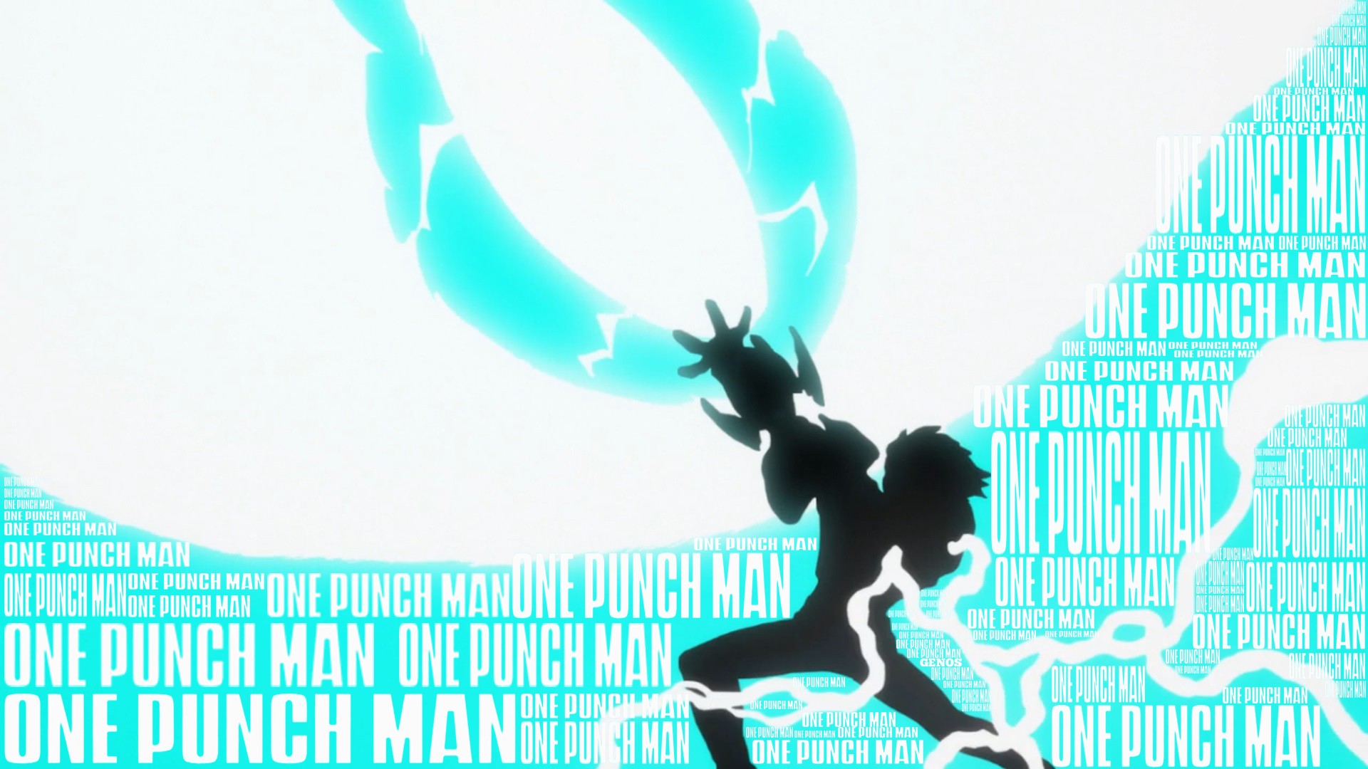 Anime 1920x1080 One-Punch Man Genos anime silhouette cyan