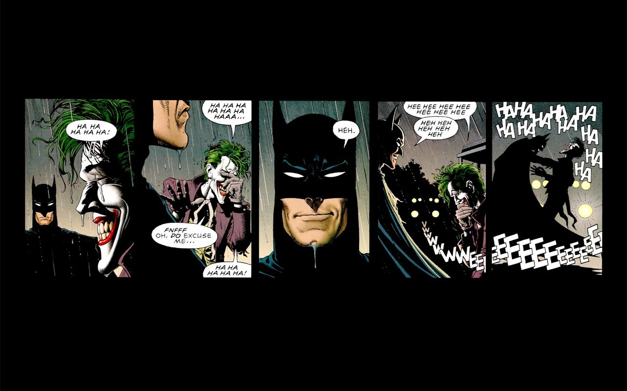 General 1280x800 Batman Joker laughing rain comic art villains hero comics