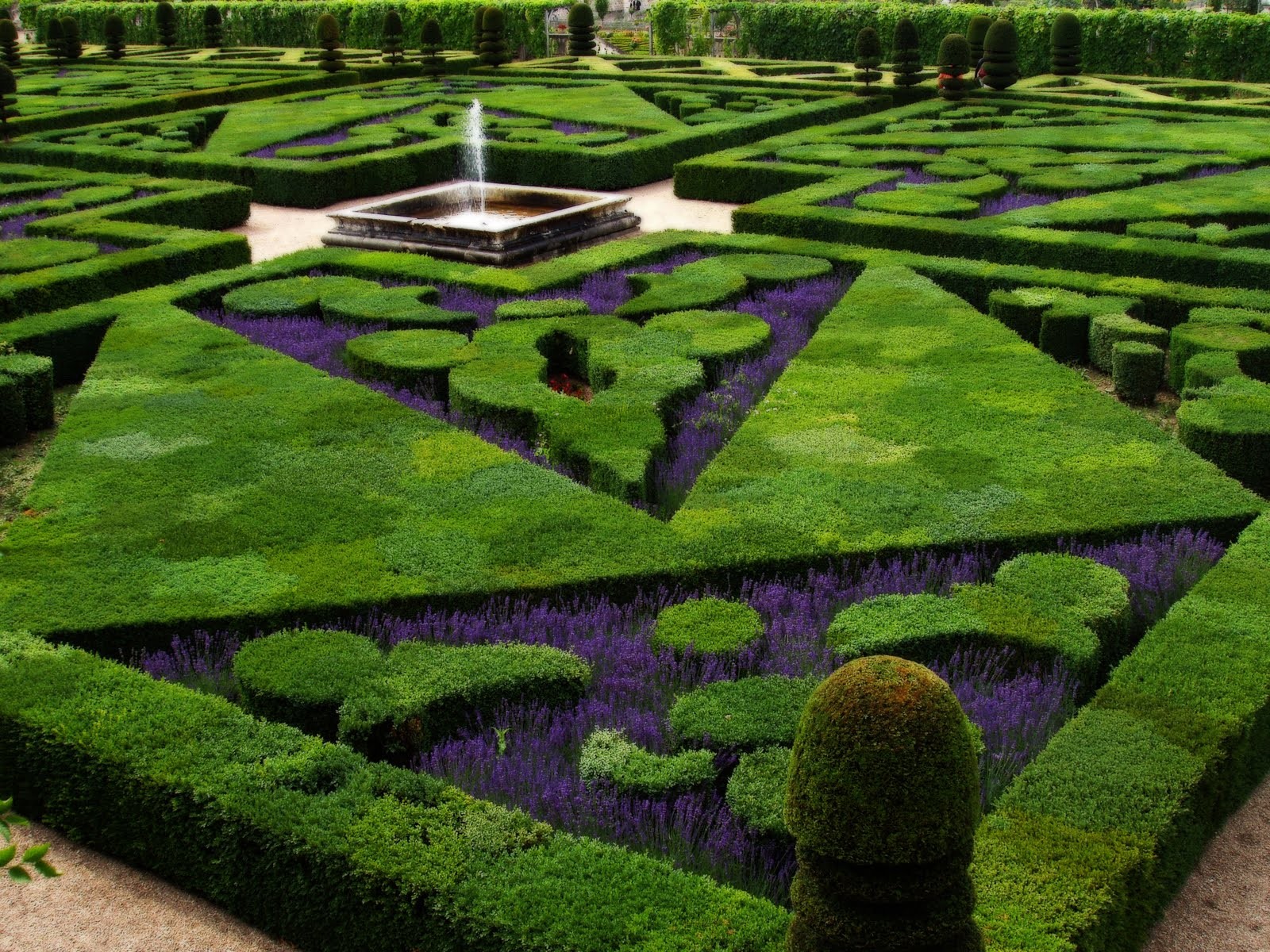 General 1600x1200 garden fountain lavender architecture bushes plants