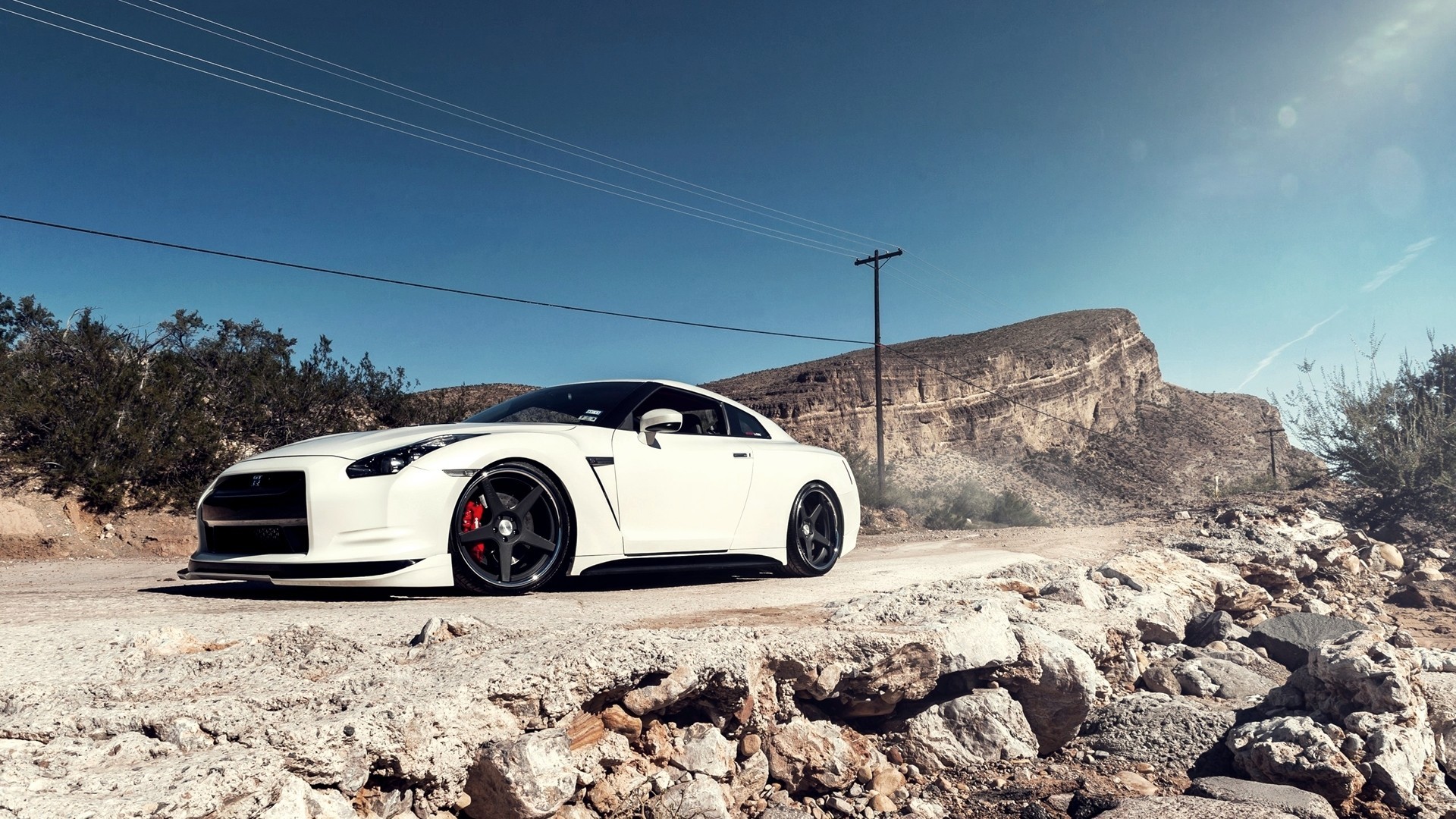 General 1920x1080 Nissan GT-R car vehicle outdoors Nissan white cars power lines