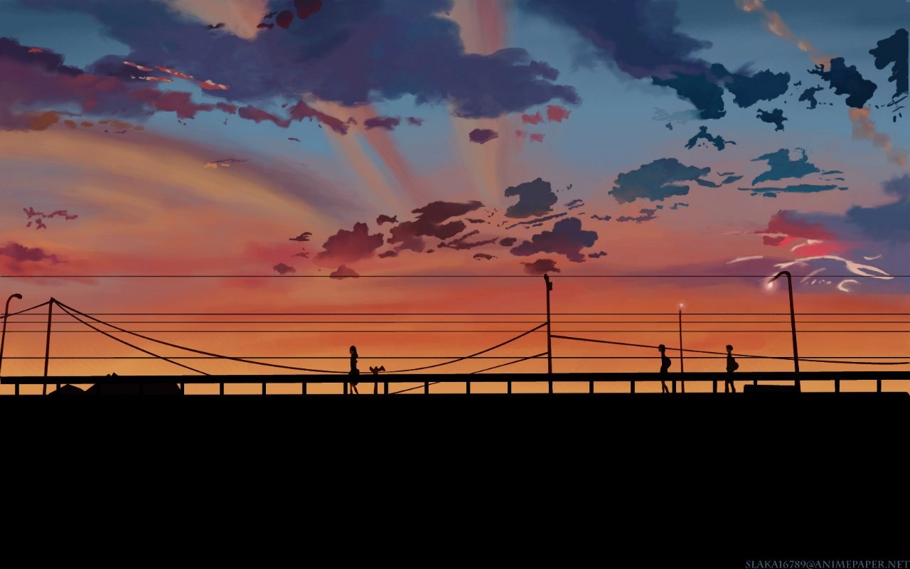 Anime 1280x800 5 Centimeters Per Second anime sky dark silhouette sunlight