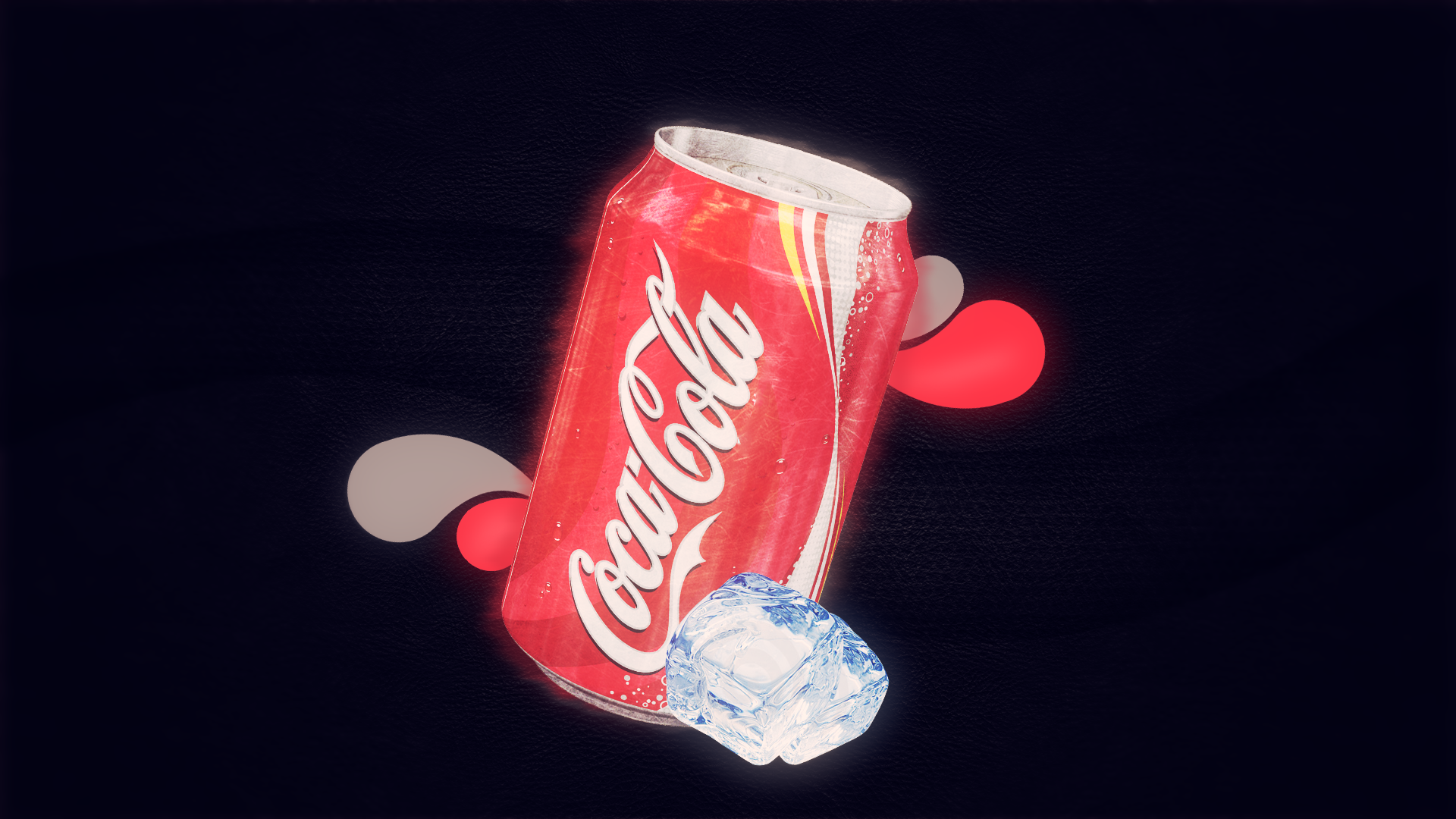 General 1920x1080 can artwork ice cubes simple background Coca-Cola blue background brand advertisements