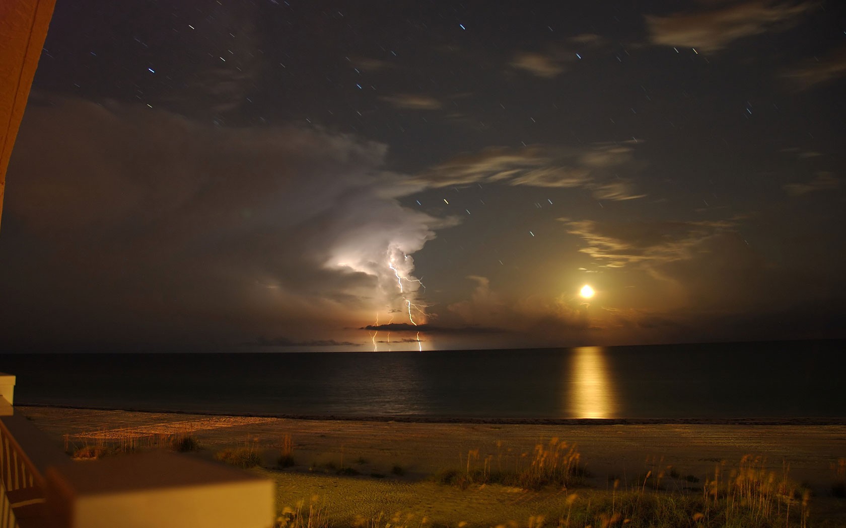 General 1680x1050 sea night storm sky long exposure lightning