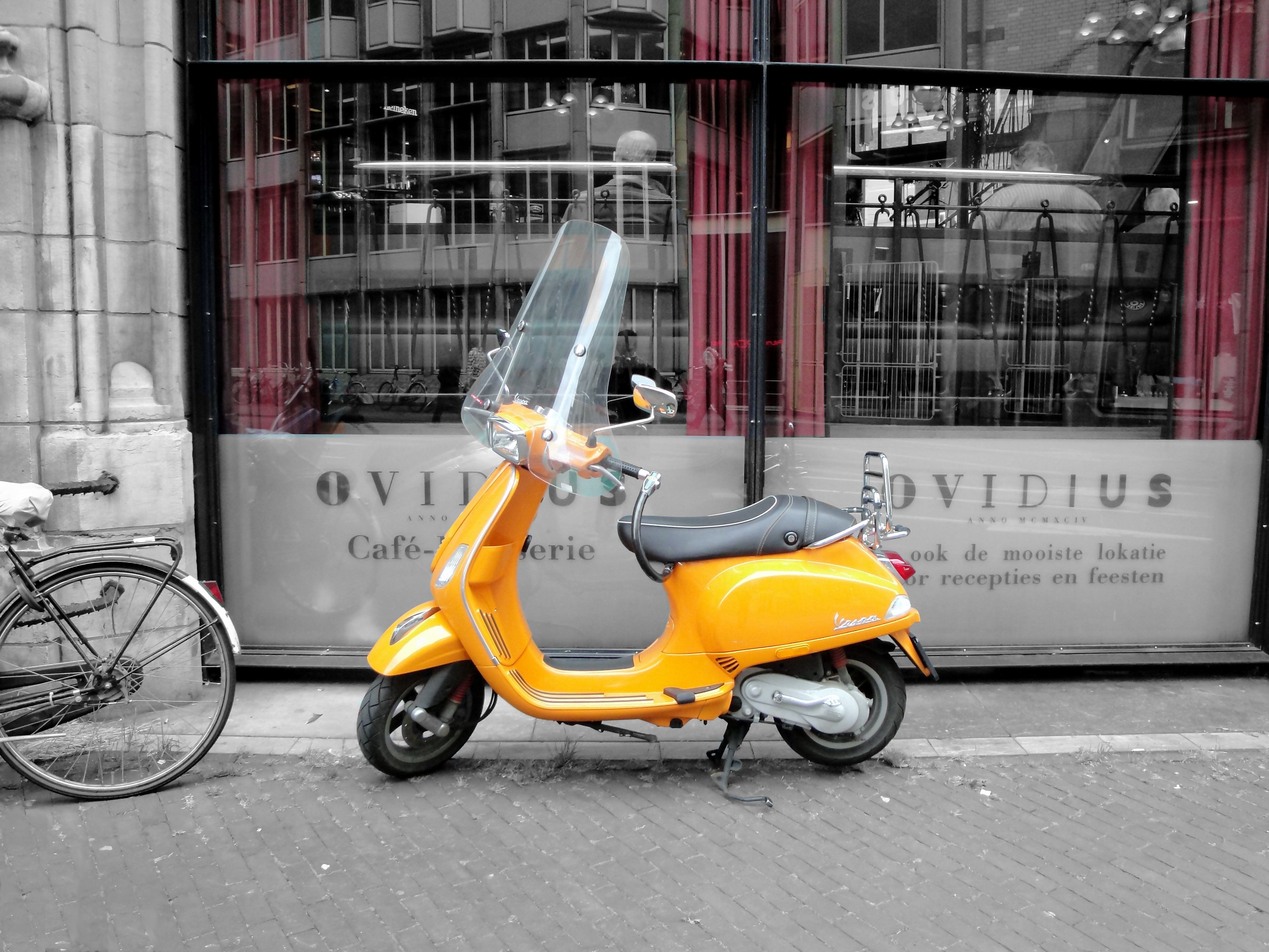 General 4000x3000 vehicle scooters urban yellow street Vespa Italian motorcycles