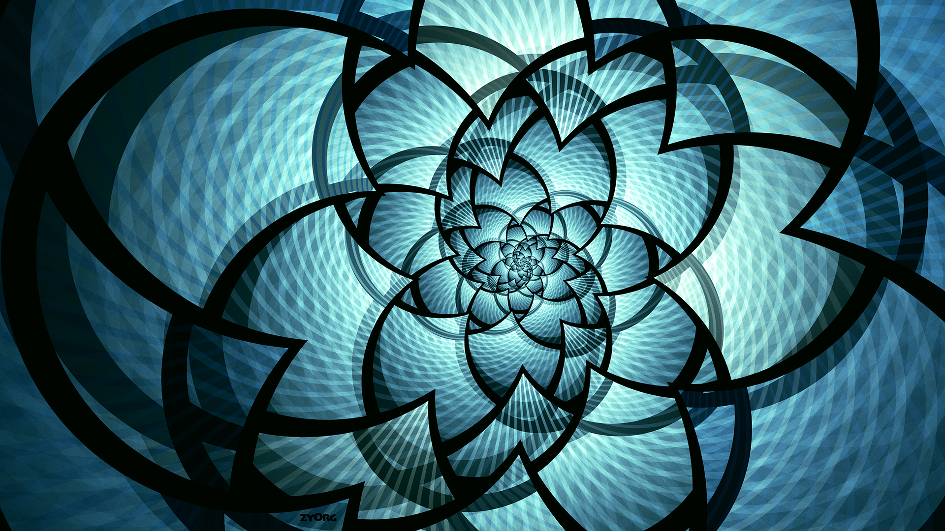 General 1920x1080 abstract fractal shapes blue