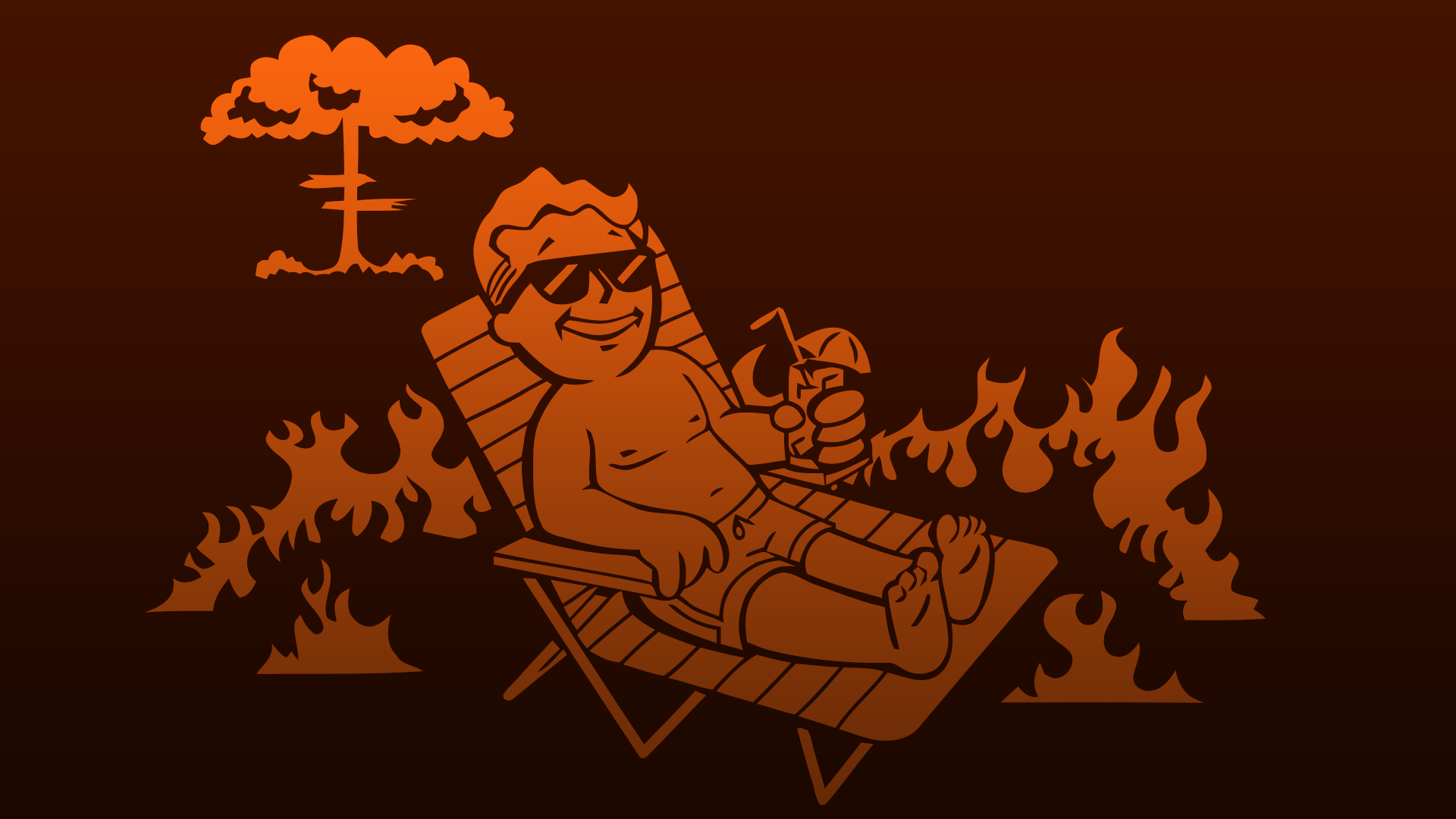 General 1920x1080 Fallout video games deck chairs Vault Boy PC gaming humor artwork science fiction atomic bomb