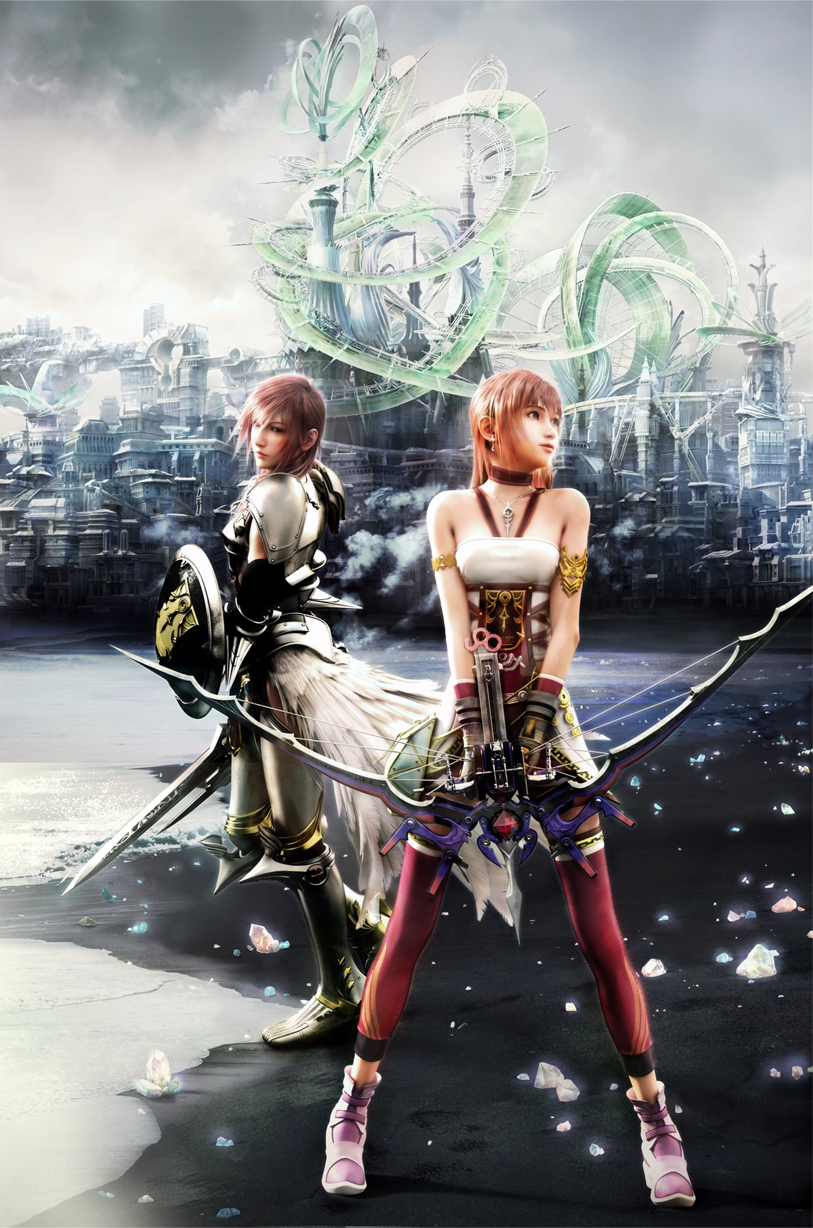General 1600x2418 Claire Farron Serah Farron Final Fantasy XIII video games sword crystal  video game art video game girls fantasy girl