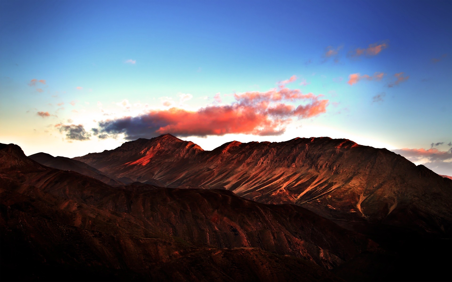 General 1920x1200 valley mountains landscape nature sky orange red sunrise morning