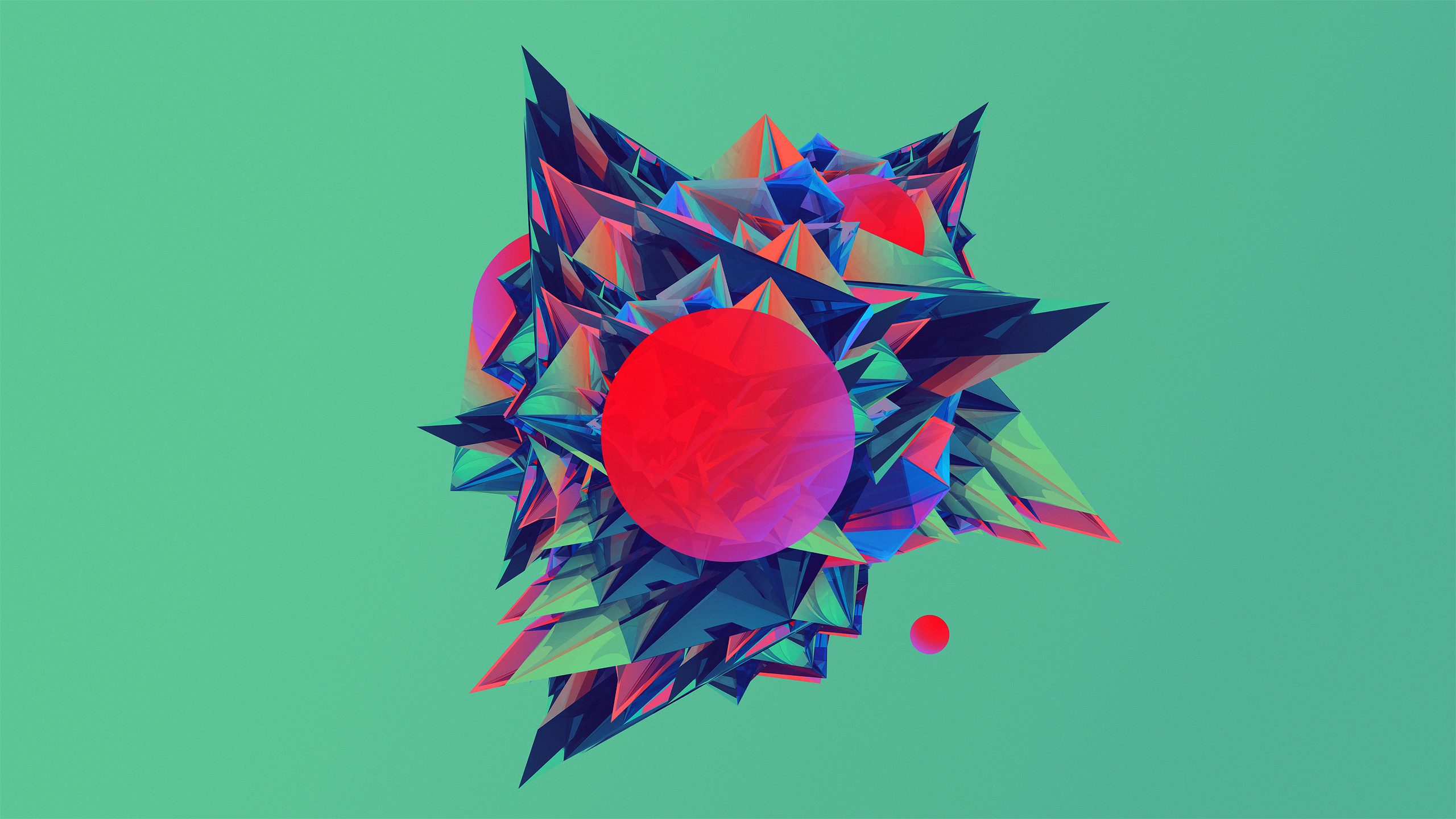 General 2560x1440 minimalism abstract Justin Maller facets shapes digital art simple background circle 3D Abstract CGI