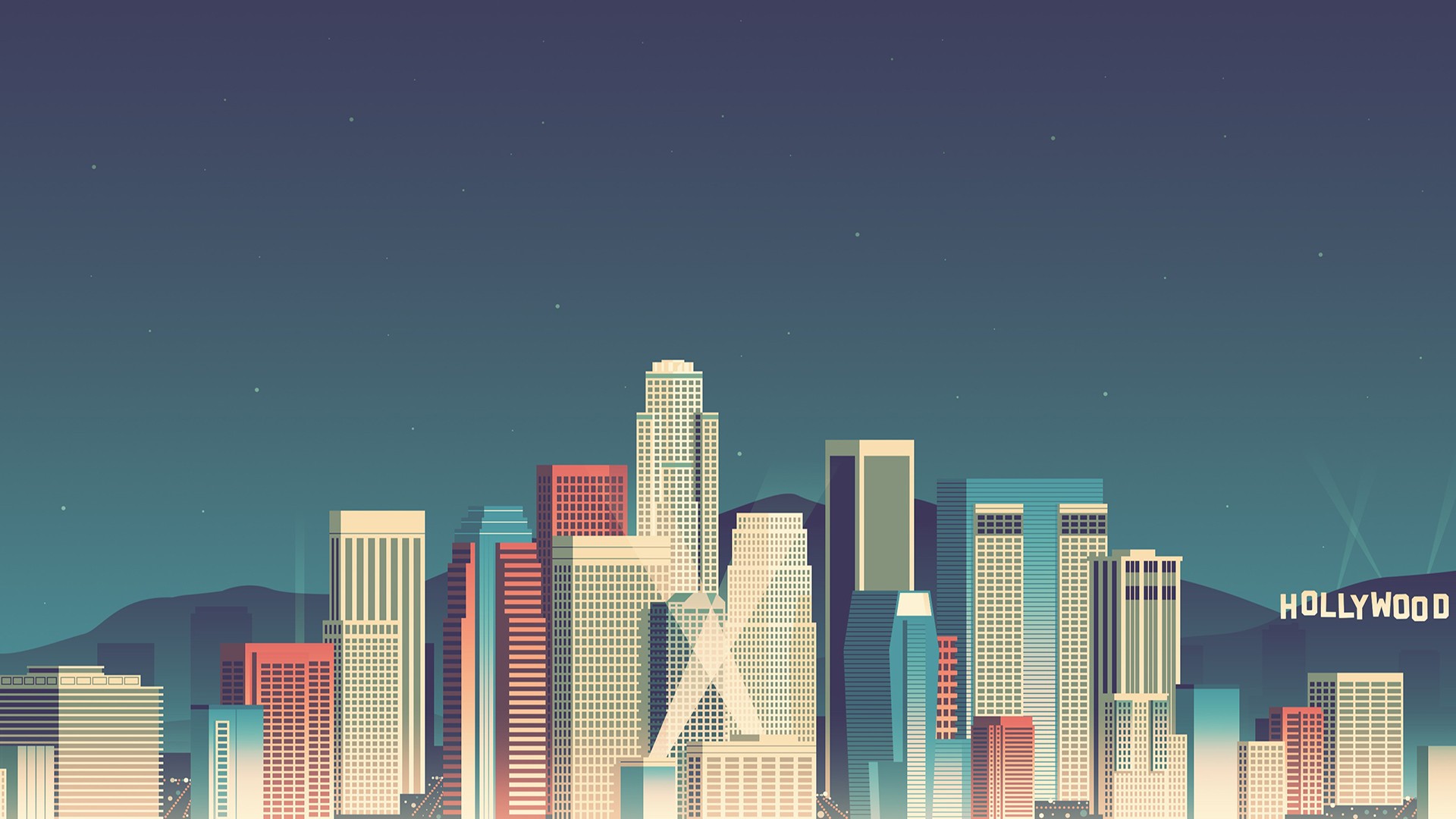 General 1920x1080 pixels digital art drawing cityscape skyline artwork