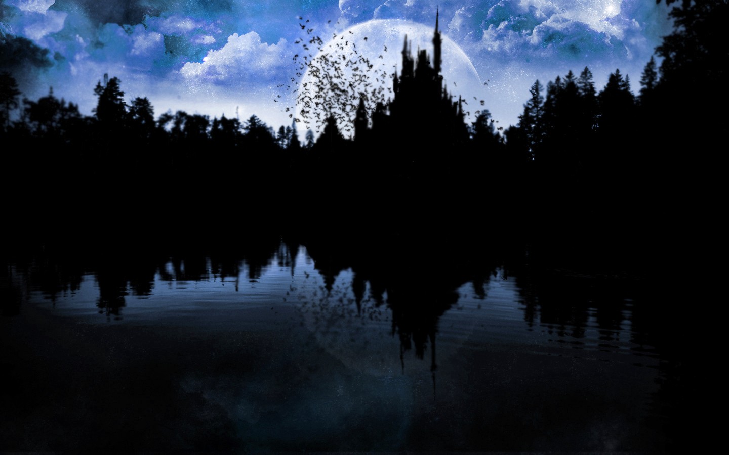 General 1440x900 night lake dark sky reflection artwork