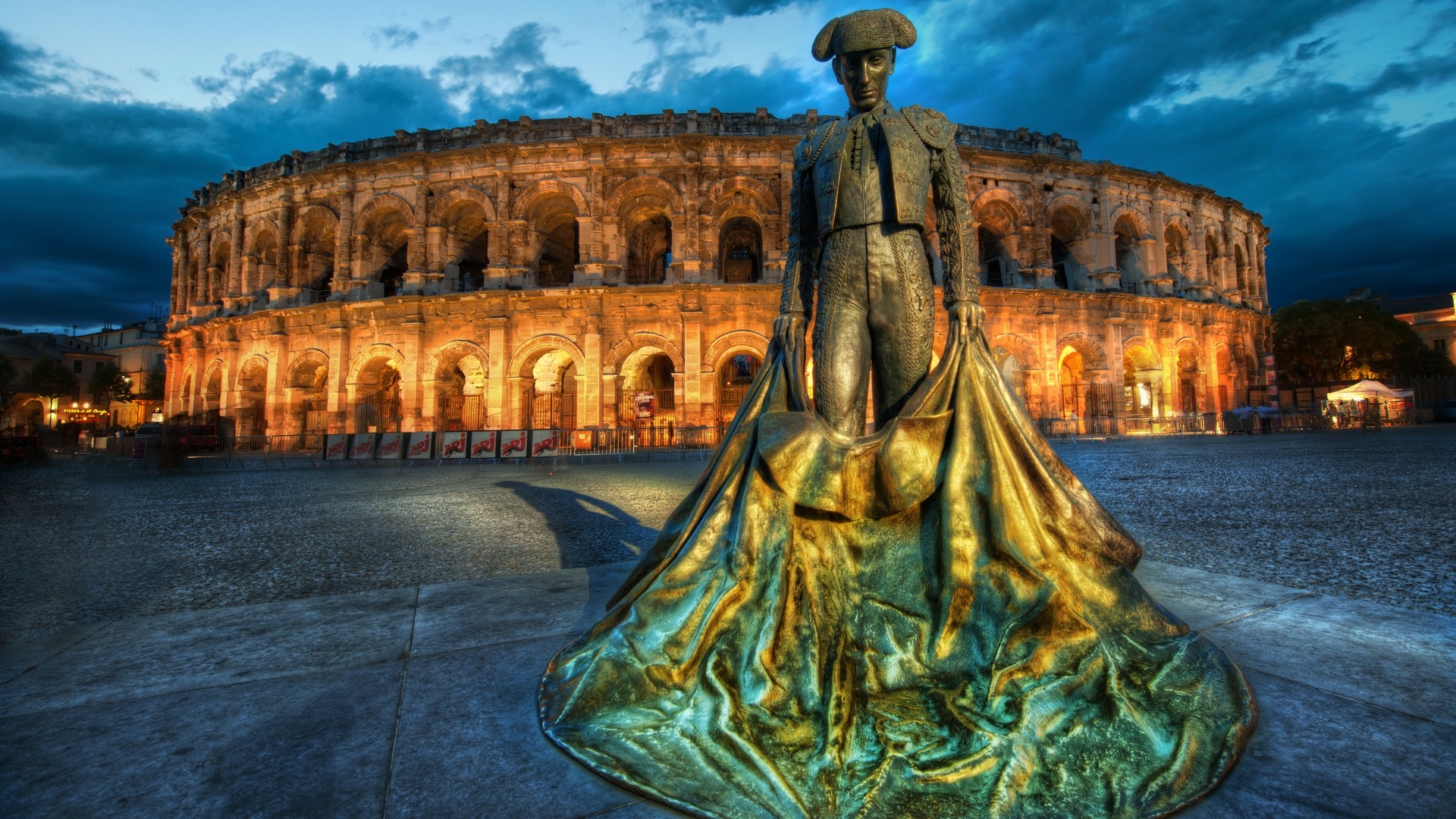 General 1920x1080 HDR statue architecture lights Colosseum Rome Italy landmark World Heritage Site Europe