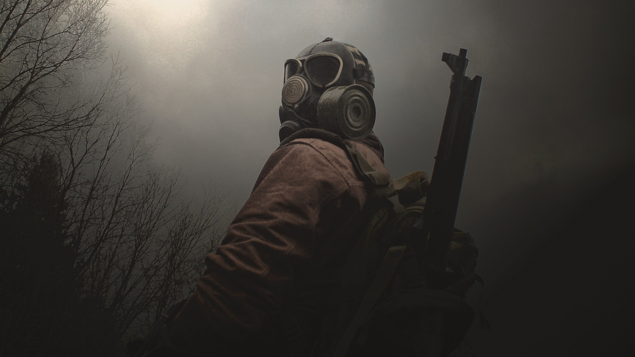 General 2560x1440 S.T.A.L.K.E.R. gas masks forest low-angle