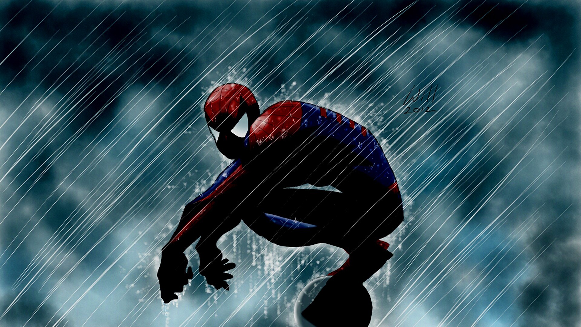 General 1920x1080 Spider-Man comics rain superhero digital art artwork comic art