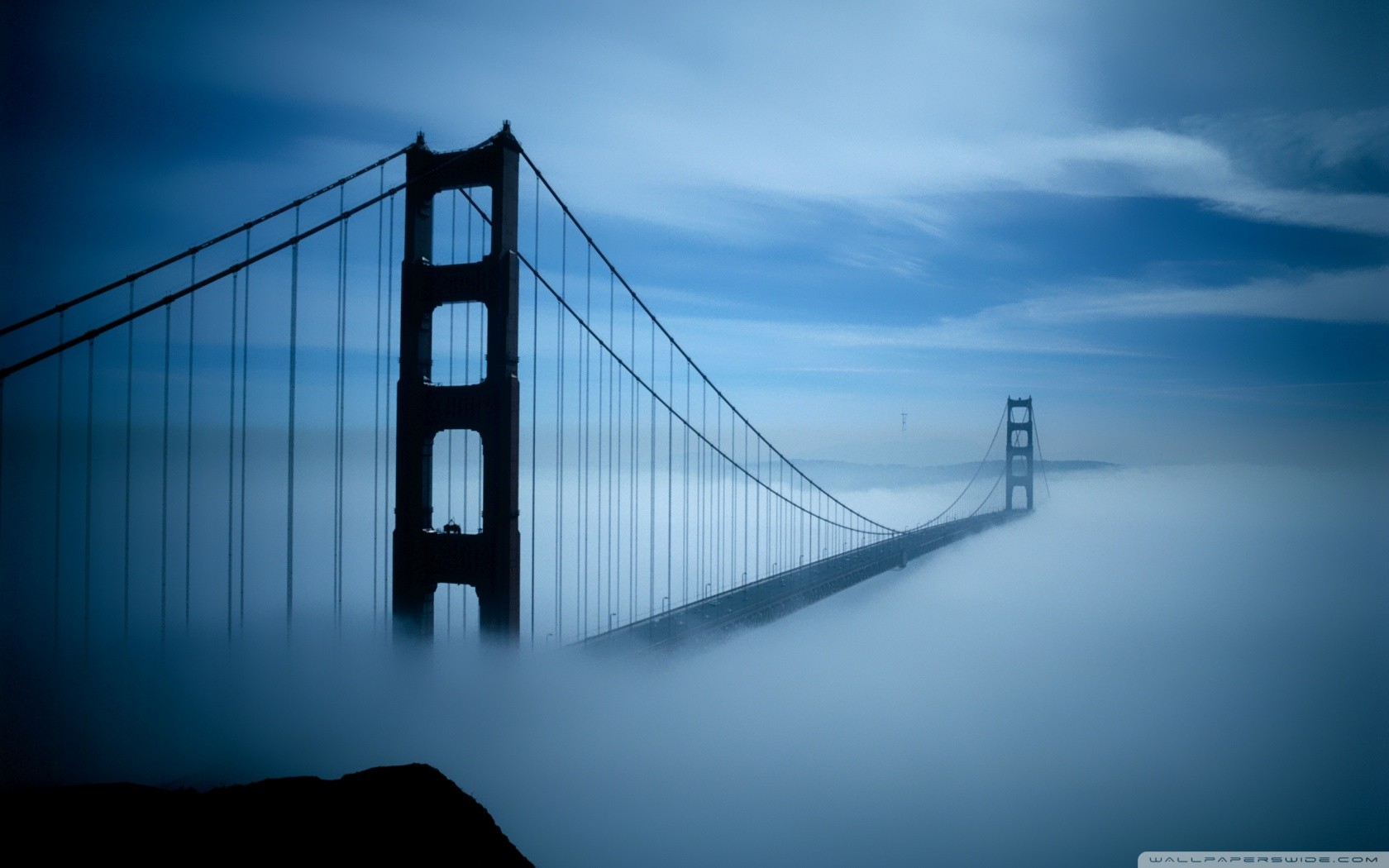 General 1680x1050 landscape Golden Gate Bridge suspension bridge clouds bridge blue USA