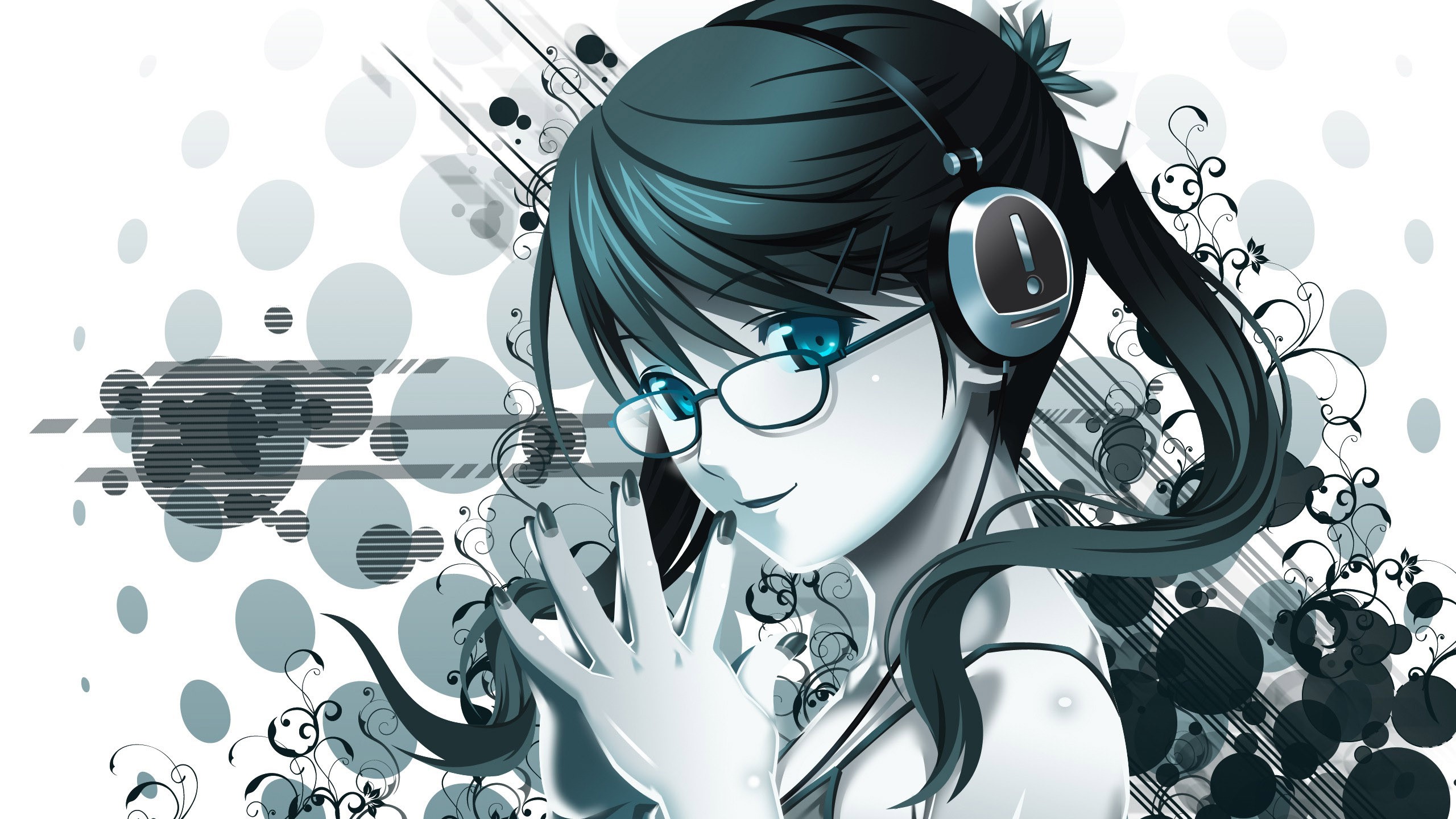 Anime 2560x1440 anime girls glasses headphones blue eyes meganekko anime women with glasses looking at viewer