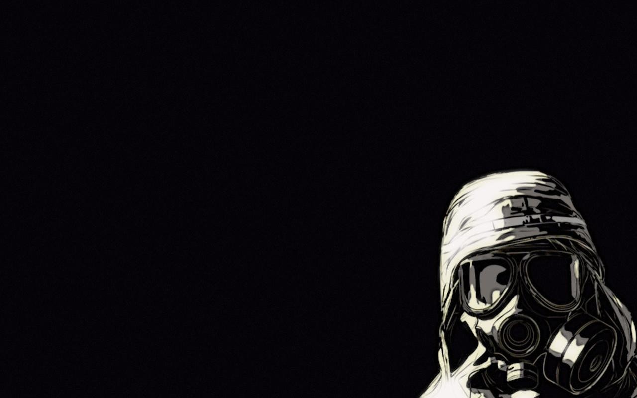 General 1280x800 military artwork monochrome gas masks simple background black background minimalism