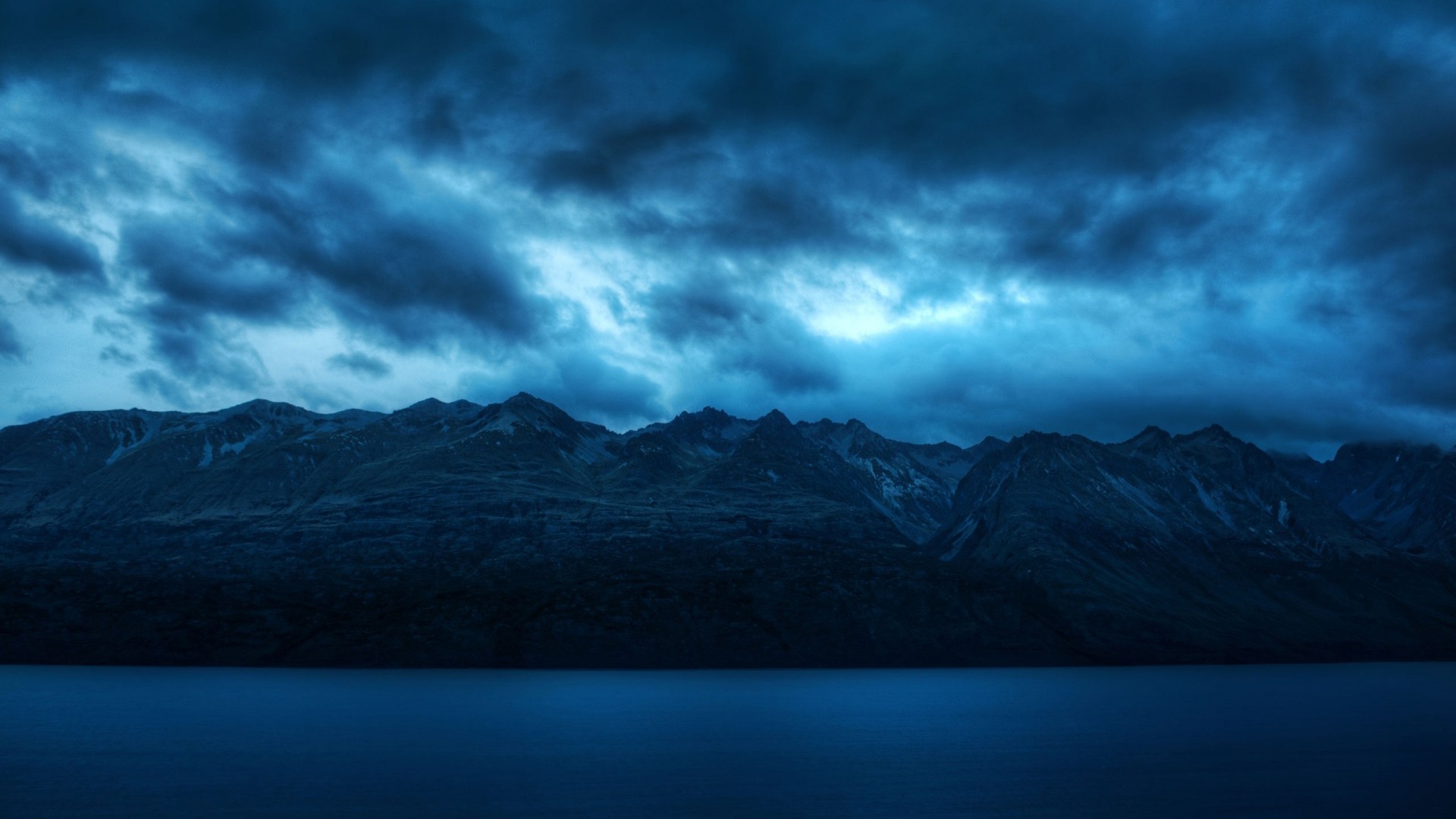 General 1920x1080 landscape nature dark mountains sky clouds water blue
