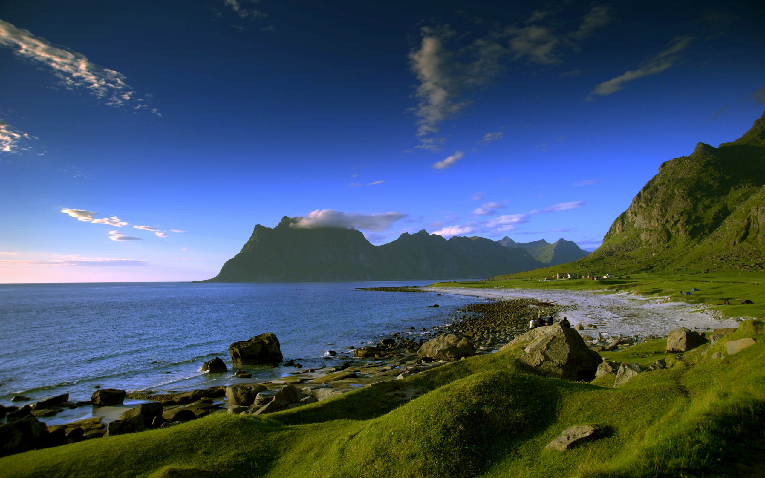 General 2560x1600 Norway beach rocks mountains landscape Lofoten nordic landscapes