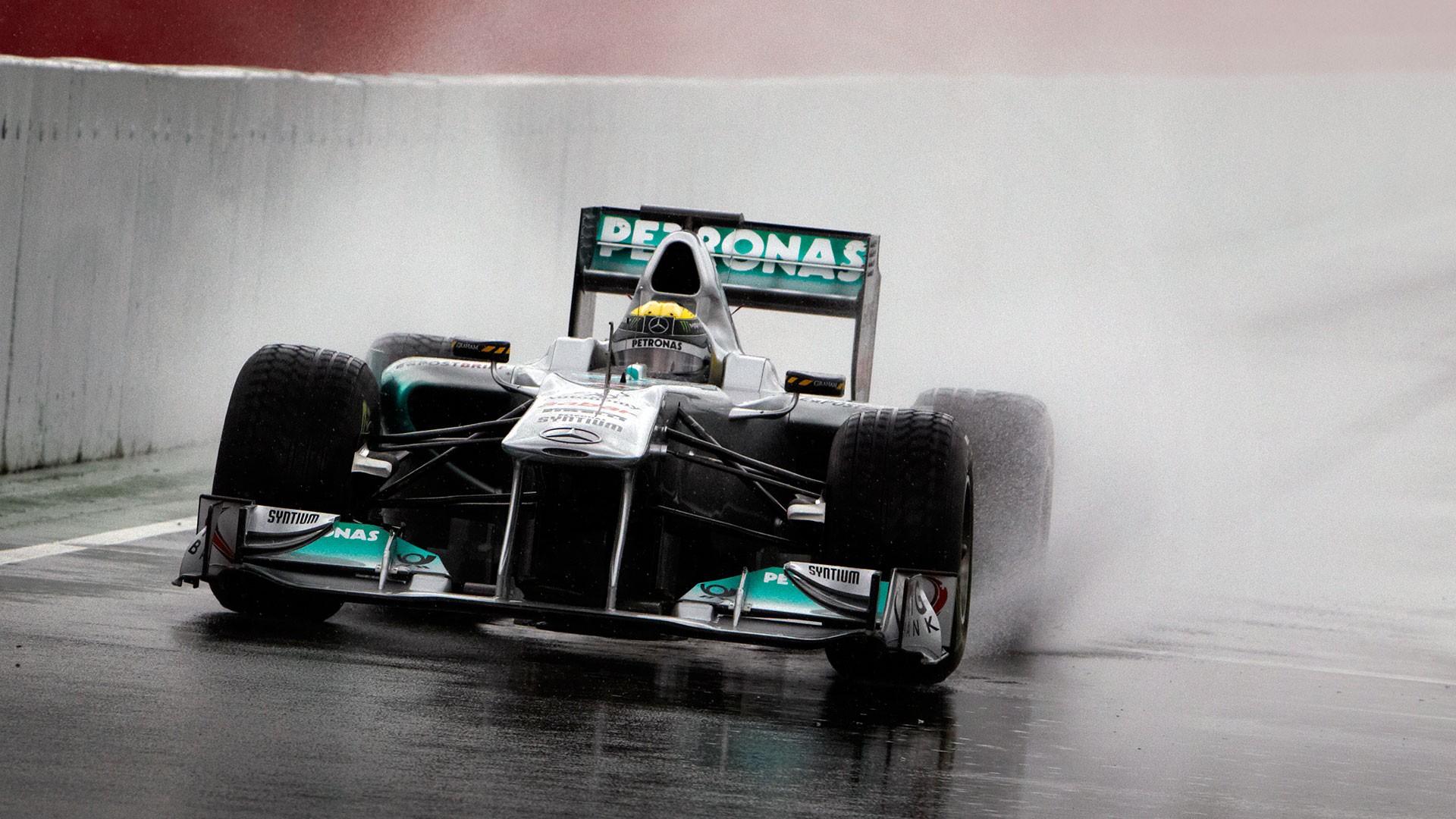 General 1920x1080 Mercedes AMG Petronas Formula 1 Lewis Hamilton vehicle rain sport race cars car racing wet asphalt motorsport