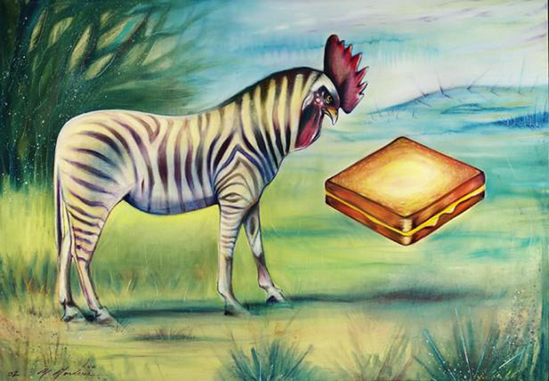 General 1920x1331 artwork creature food sandwiches zebras