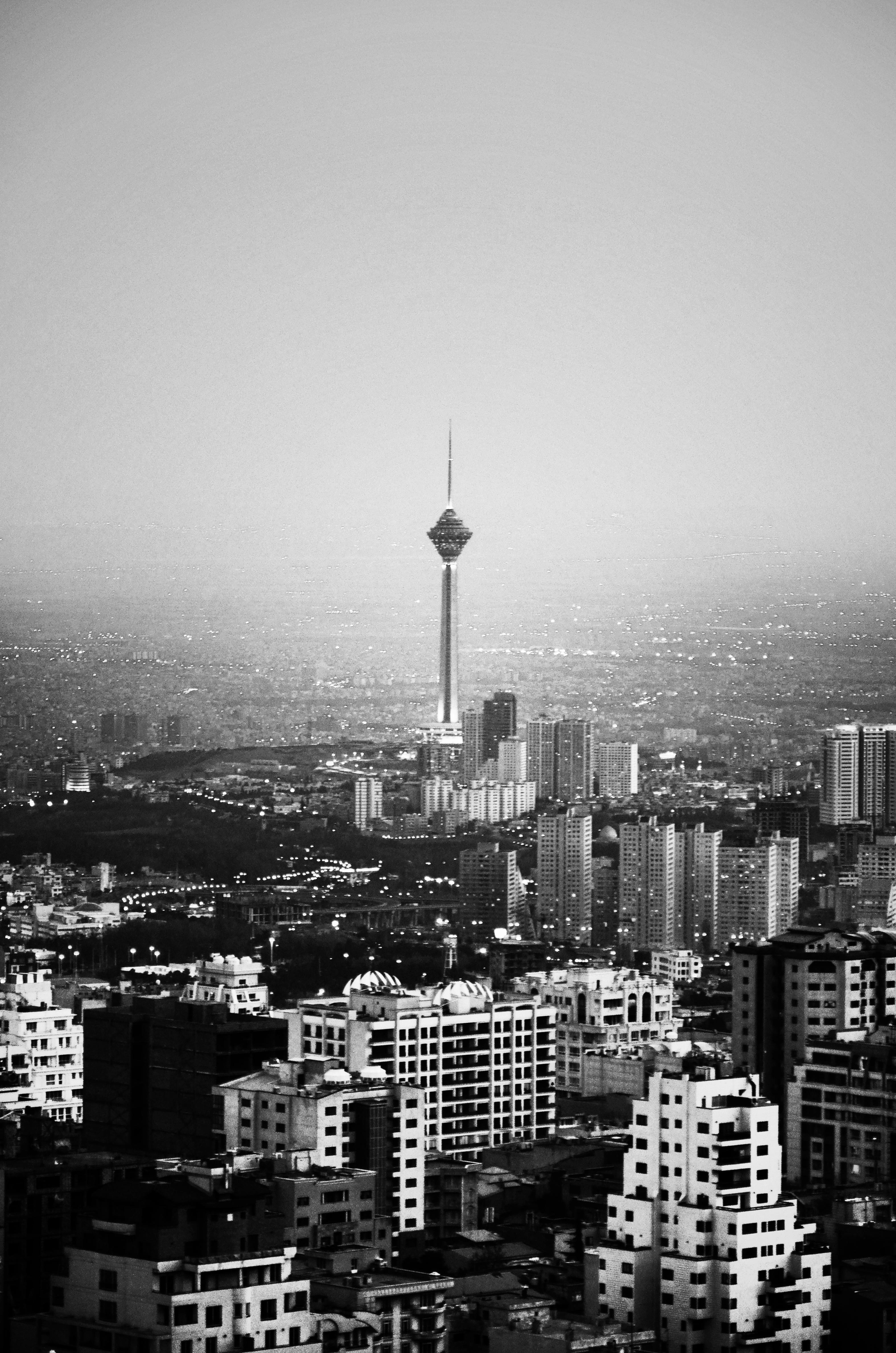 General 3149x4753 Iran Tehran city tower cityscape monochrome