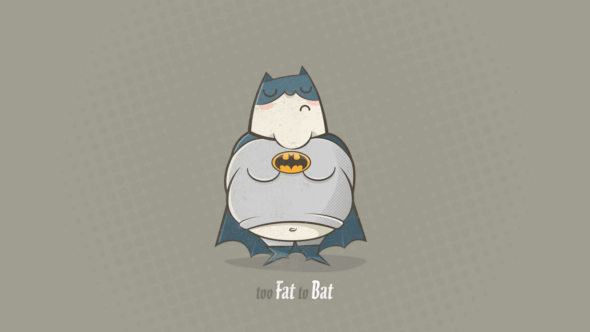 General 1920x1080 Batman humor simple background gray gray background boobs closed eyes artwork chubby superhero