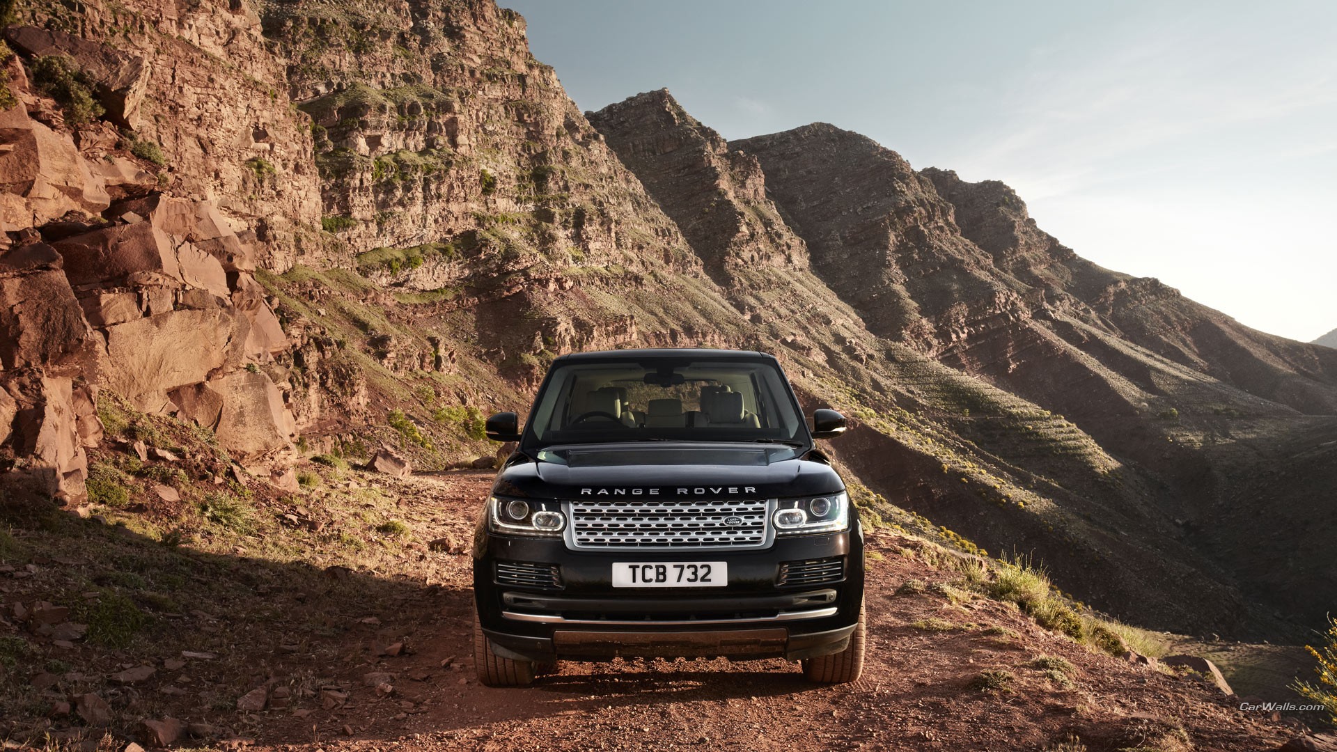 General 1920x1080 Range Rover mountains black cars car vehicle outdoors rocks Land Rover watermarked frontal view British cars SUV