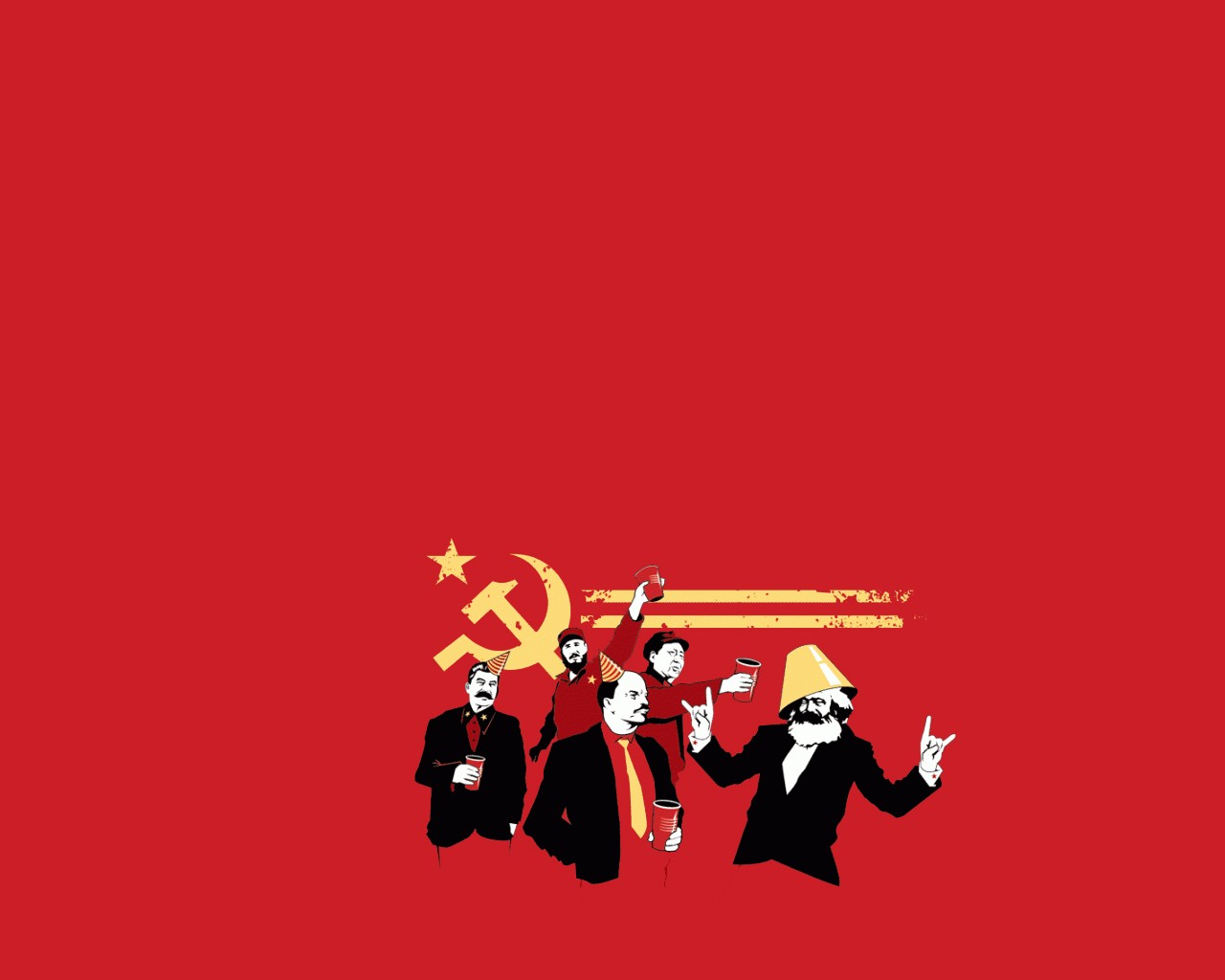 General 1280x1024 minimalism communism hammer and sickle Karl Marx Vladimir Lenin Joseph Stalin Mao Zedong Fidel Castro festivals red background history humor