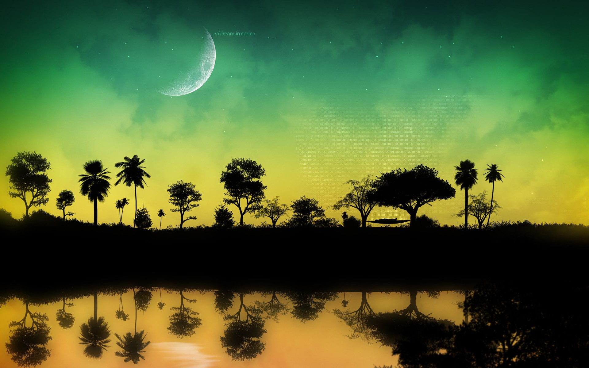 General 1920x1200 landscape space nature digital art sky space art trees water reflection