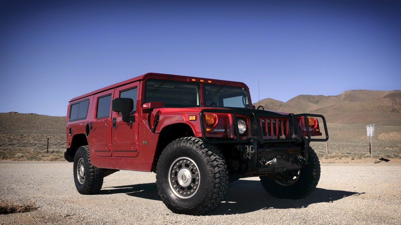 General 1366x768 car vehicle Hummer red cars offroad American cars Hummer H1