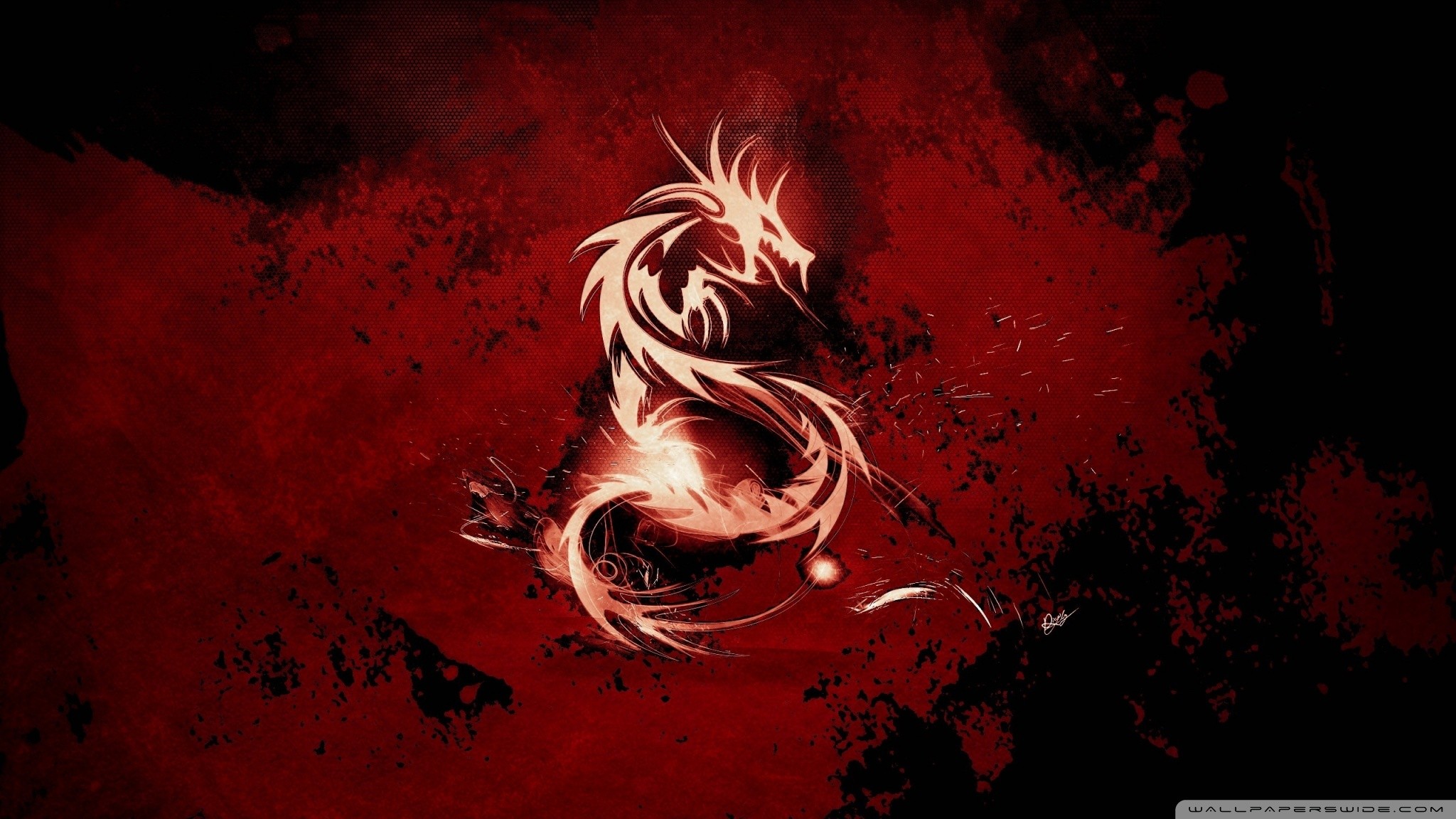 General 2048x1152 dragon red background artwork abstract