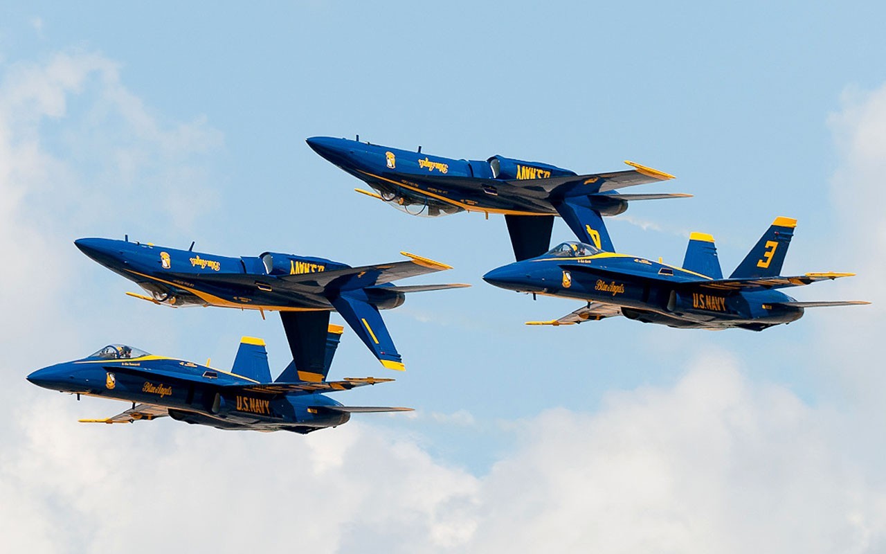 General 1280x800 McDonnell Douglas F/A-18 Hornet Blue Angels vehicle aerobatic team inverted upside down jet fighter flying American aircraft McDonnell Douglas sky United States Navy aircraft military vehicle military military aircraft clouds