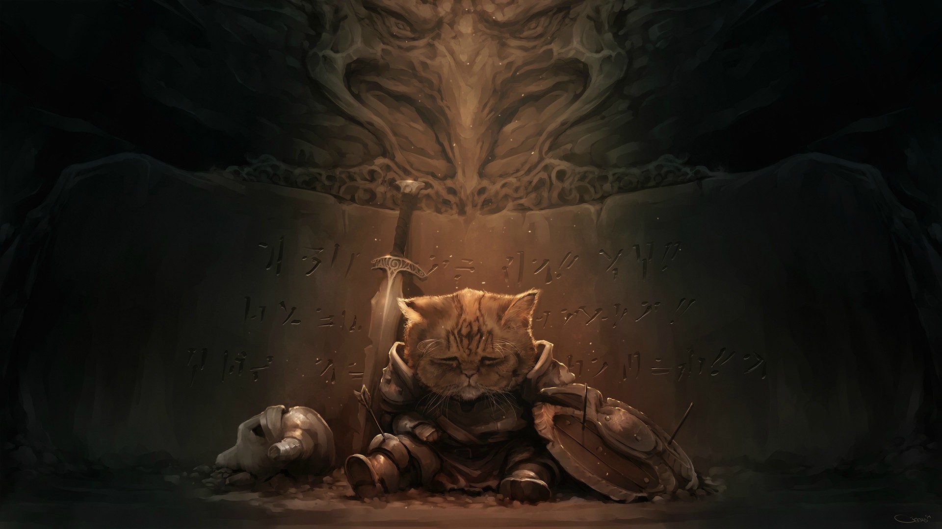 General 1920x1080 The Elder Scrolls V: Skyrim cats video games RPG PC gaming fantasy art DeviantArt