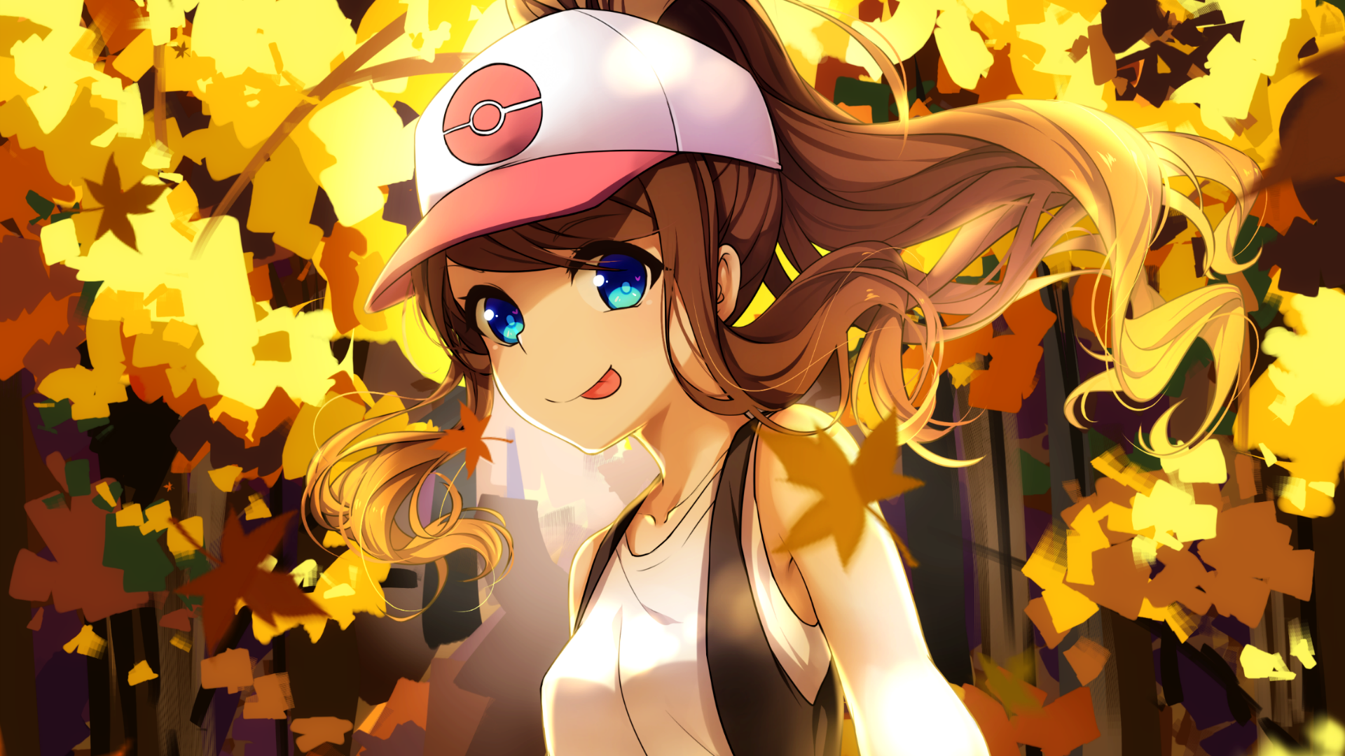 Anime 1920x1080 Pokémon anime anime girls tongues tongue out looking at viewer hat