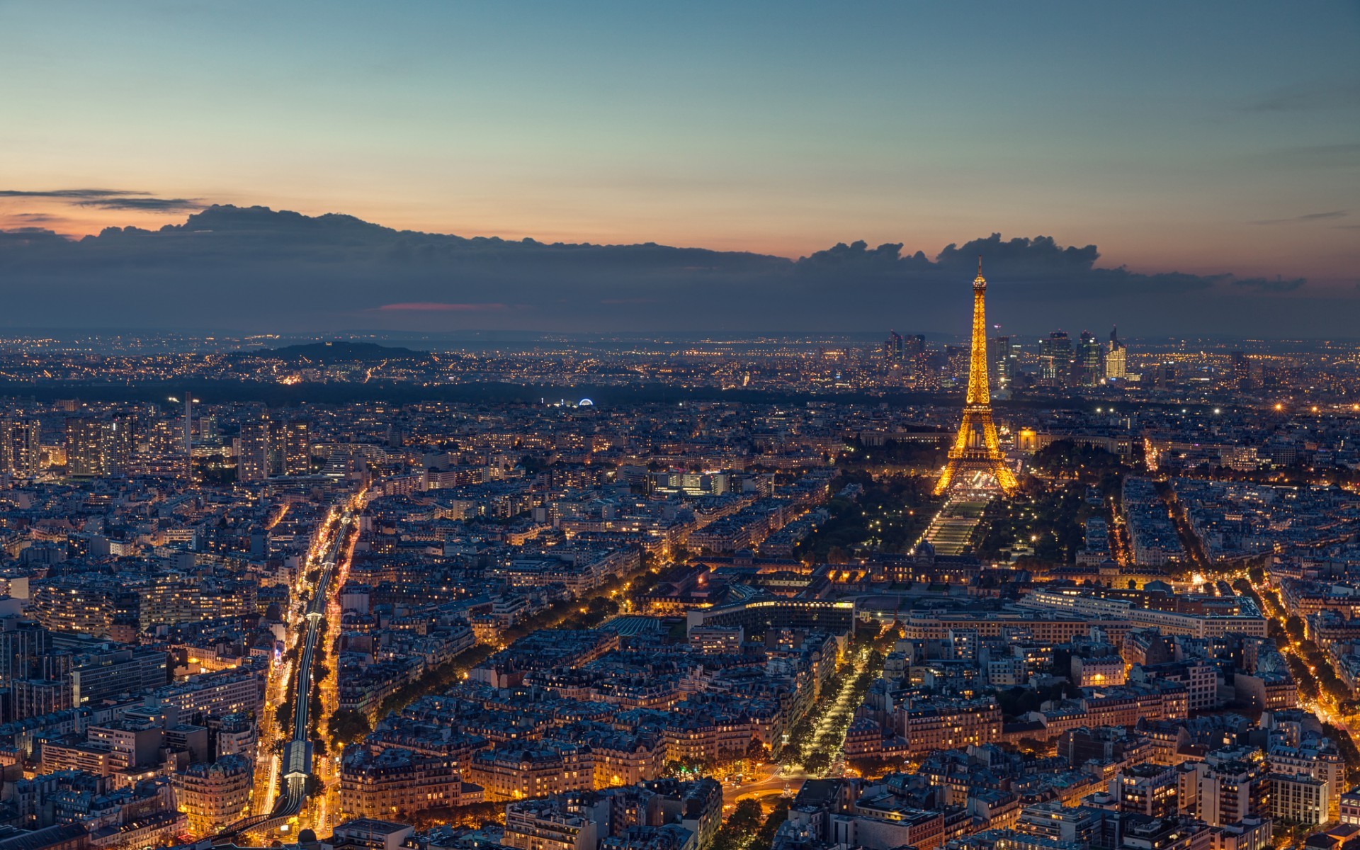 General 1920x1200 cityscape Paris building France Eiffel Tower lights aerial view city lights