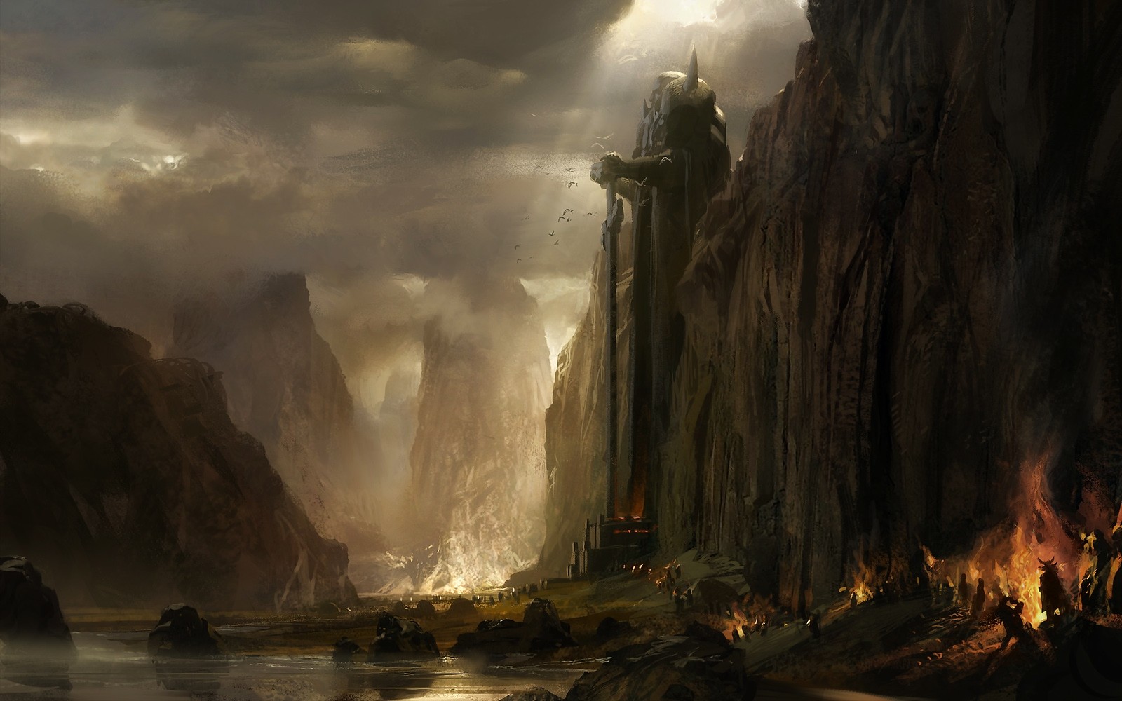 General 1600x1000 fantasy art artwork sky mountains rocks cliff landscape