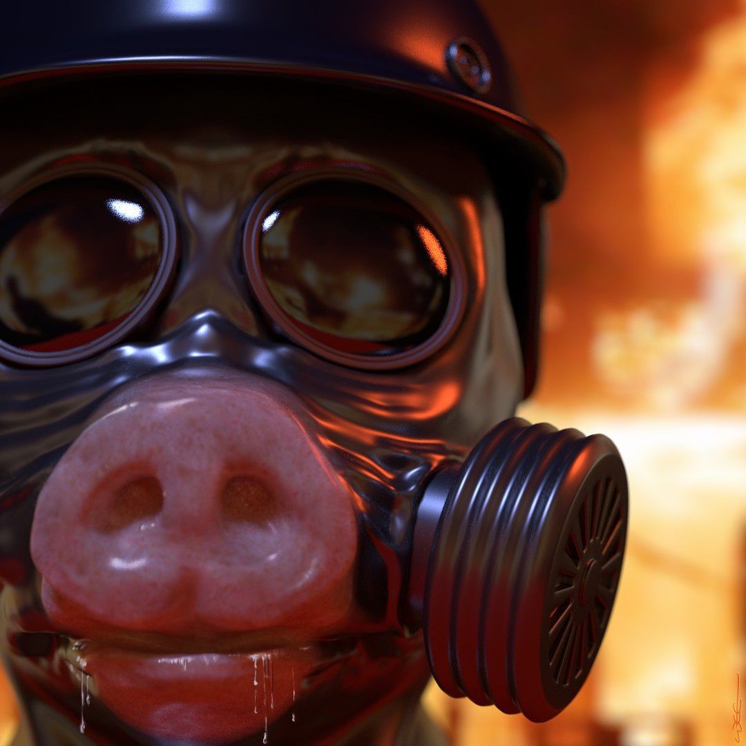 General 1080x1080 digital art pigs mask gas masks