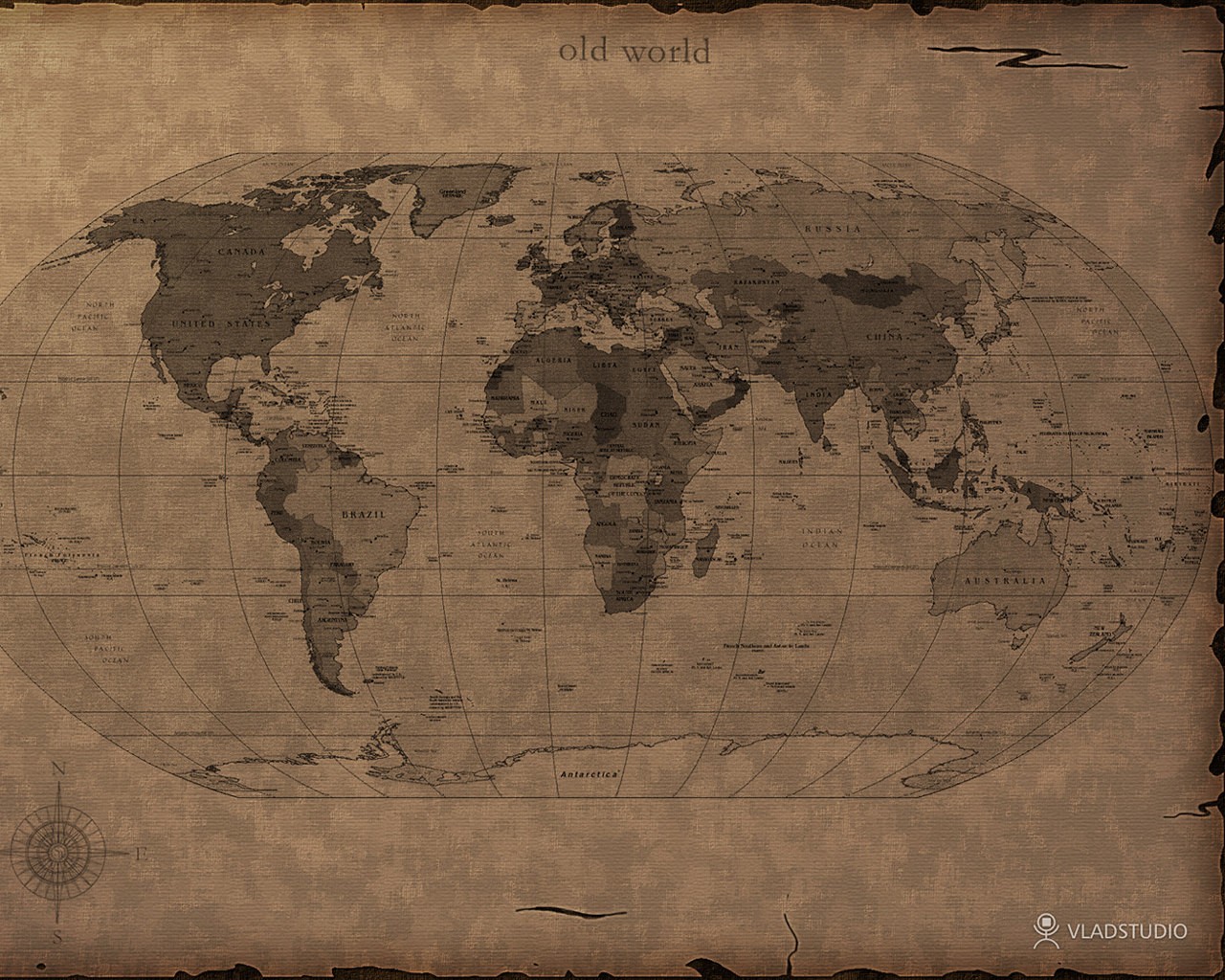 General 1280x1024 world map map paper beige Vladstudio