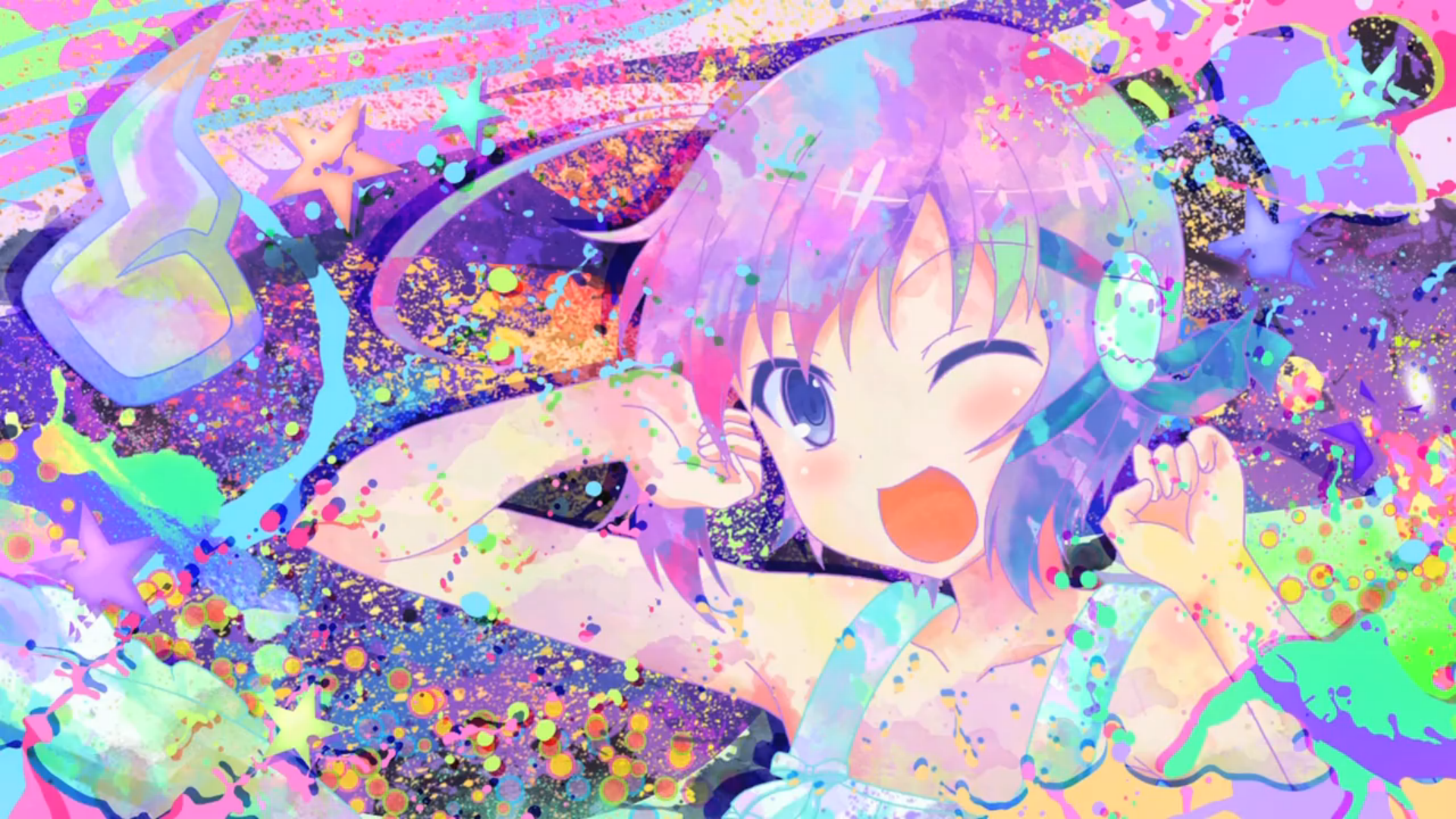 Anime 1920x1080 anime colorful anime girls blue eyes open mouth pink hair Invaders of Rokujouma