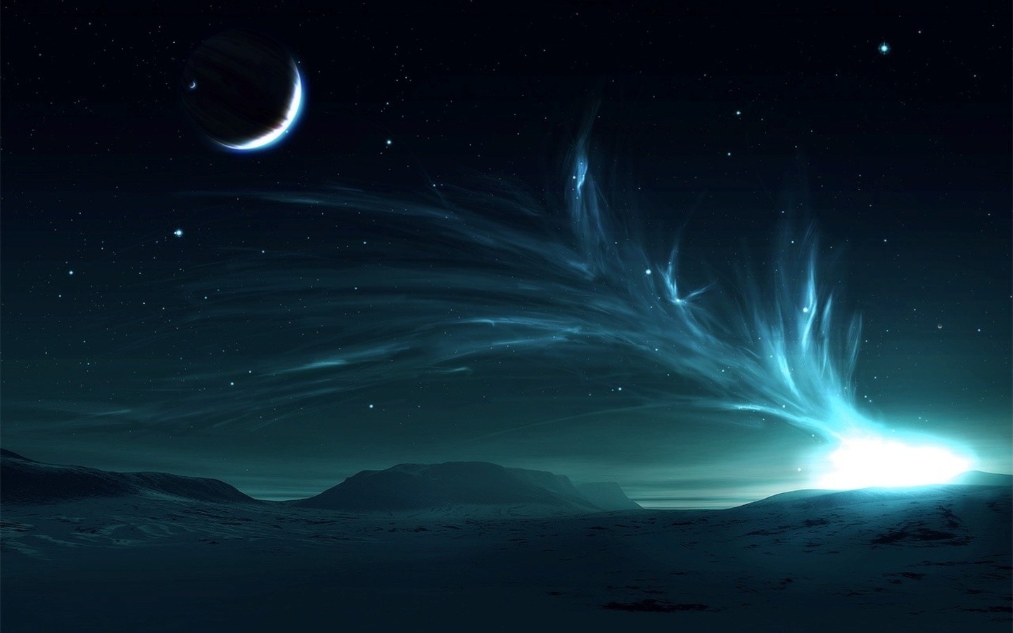 General 1440x900 digital art night sky landscape shapes Moon stars sky nature